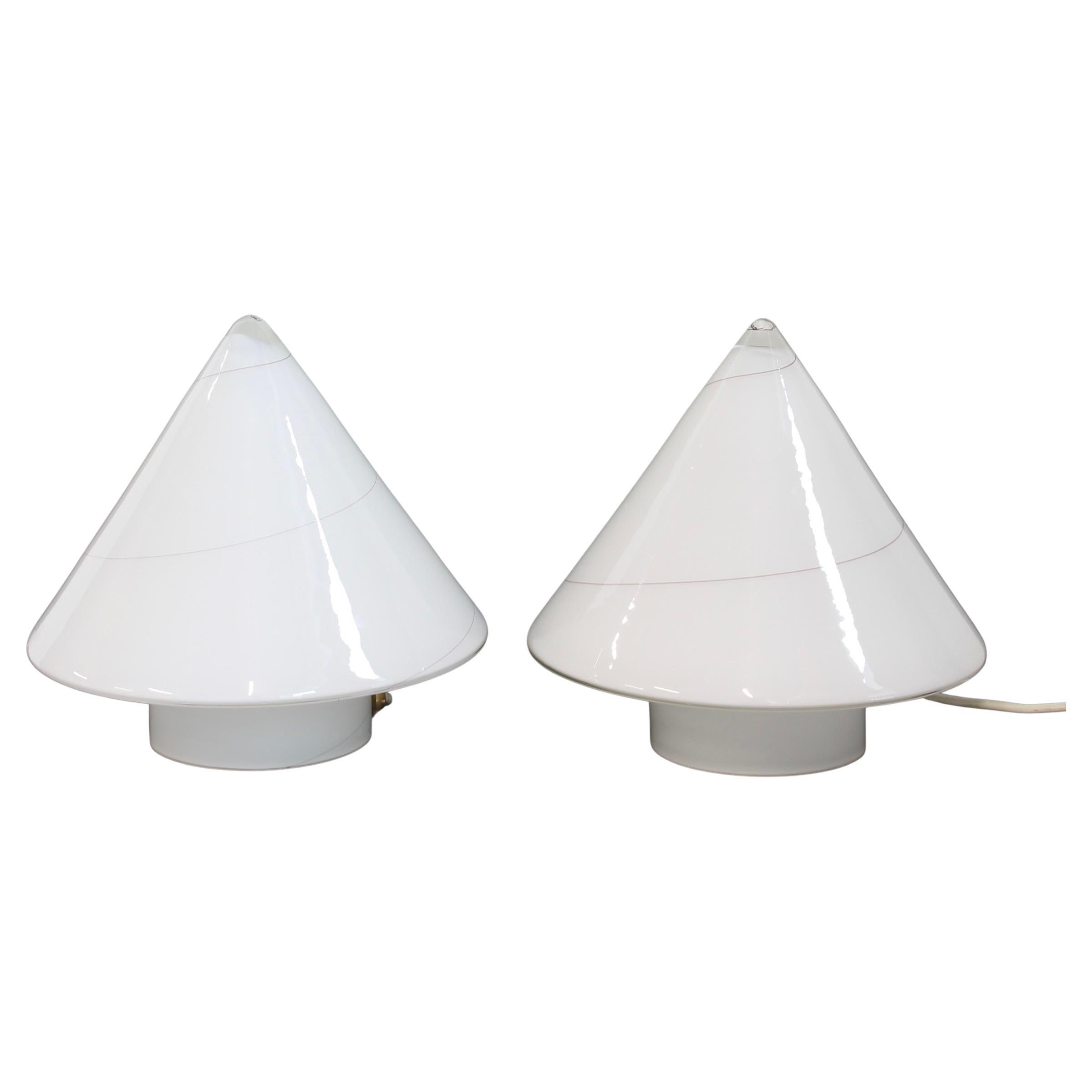 Pair of Blown Murano Glass Mushroom Table Lamps (circa 1970s)