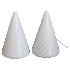 Pair of Blown Murano Glass Conical Table Lamps (Circa 1960s)