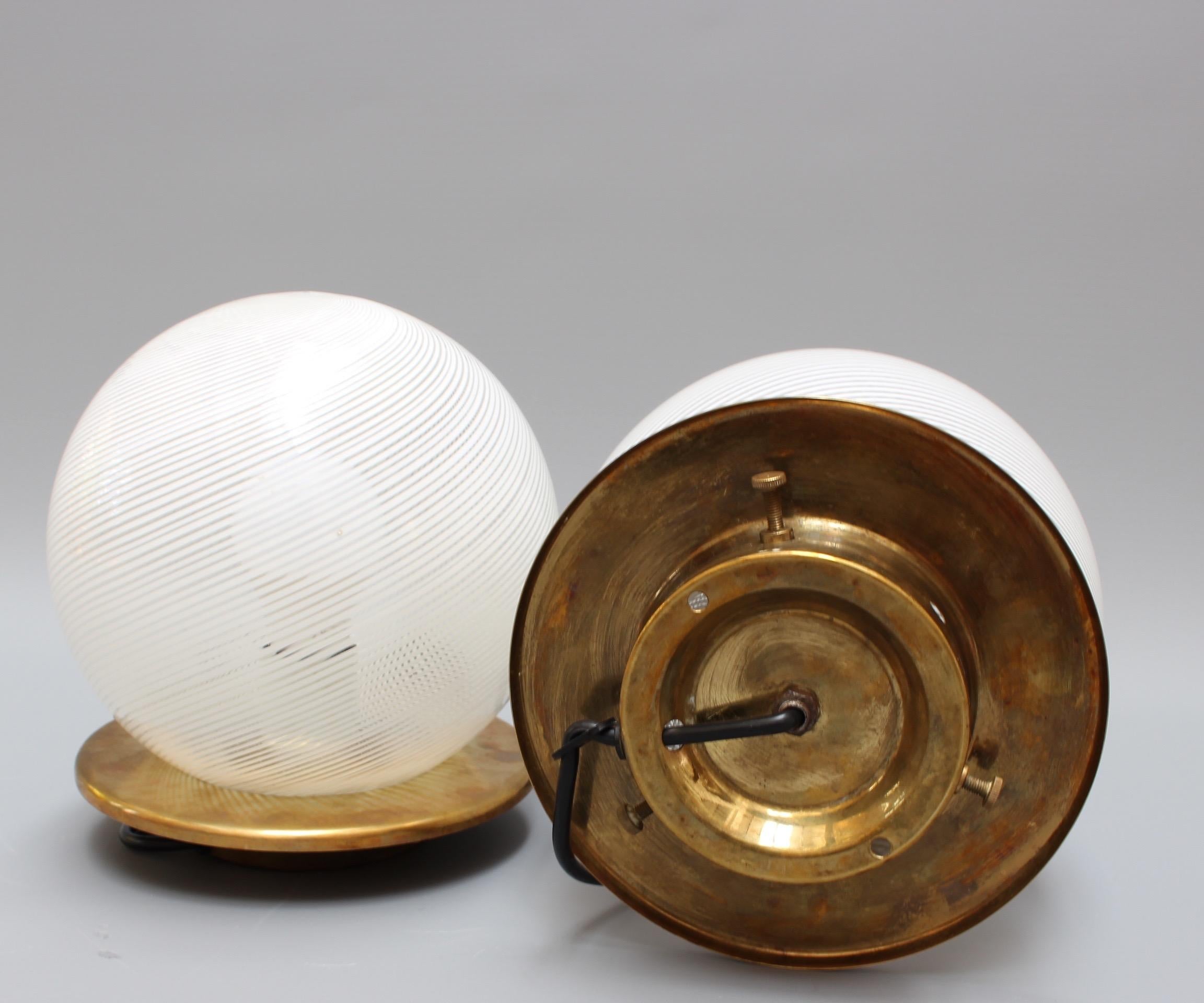 Mid-20th Century Pair of Blown Murano Glass Globe Table Lamps (Circa 1950s)