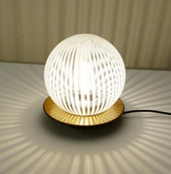 Pair of Blown Murano Glass Globe Venini Table Lamps