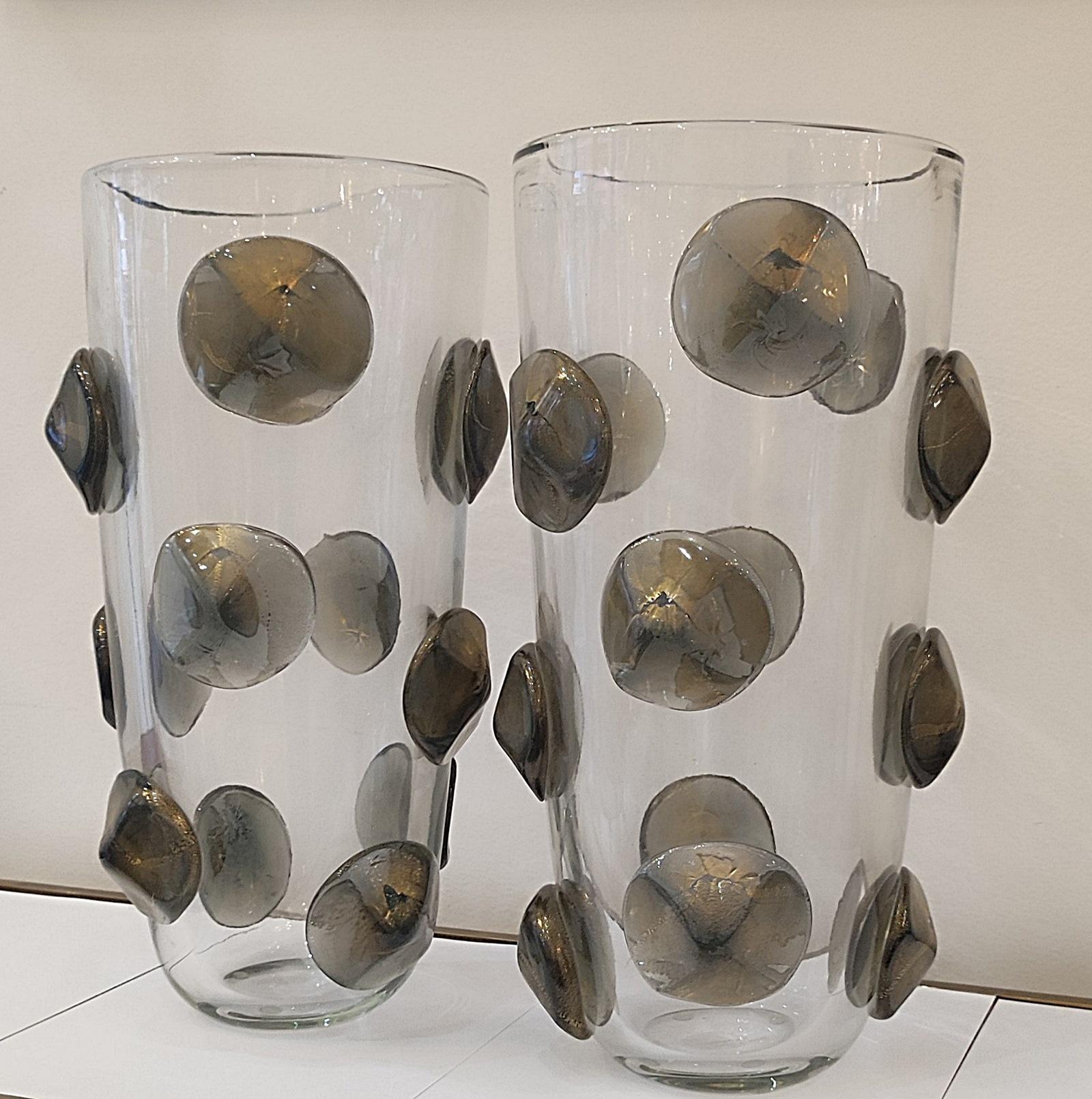 Modern Pair of Blown Murano Glass Vase