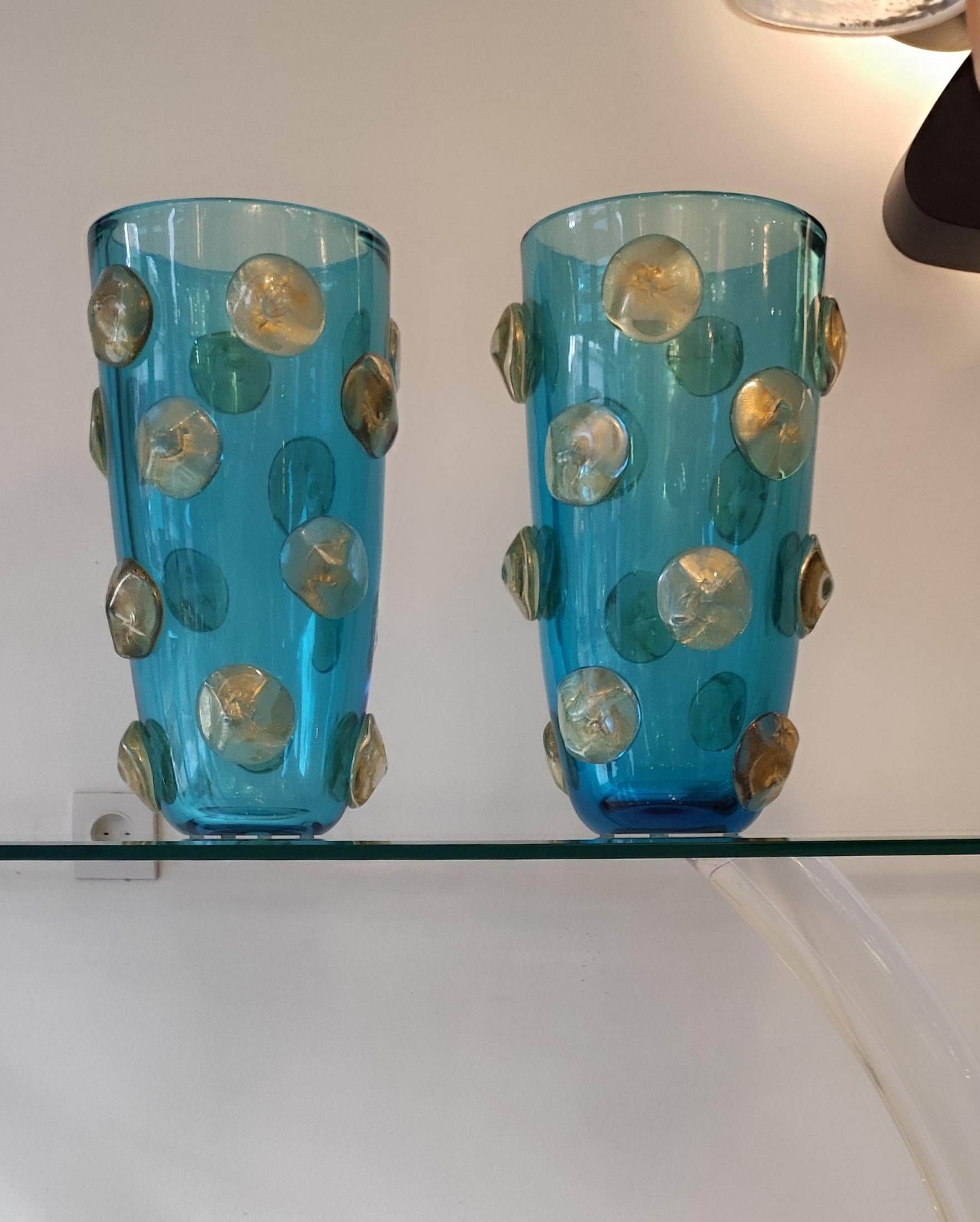 Modern Pair of Blown Murano Glass Vase For Sale