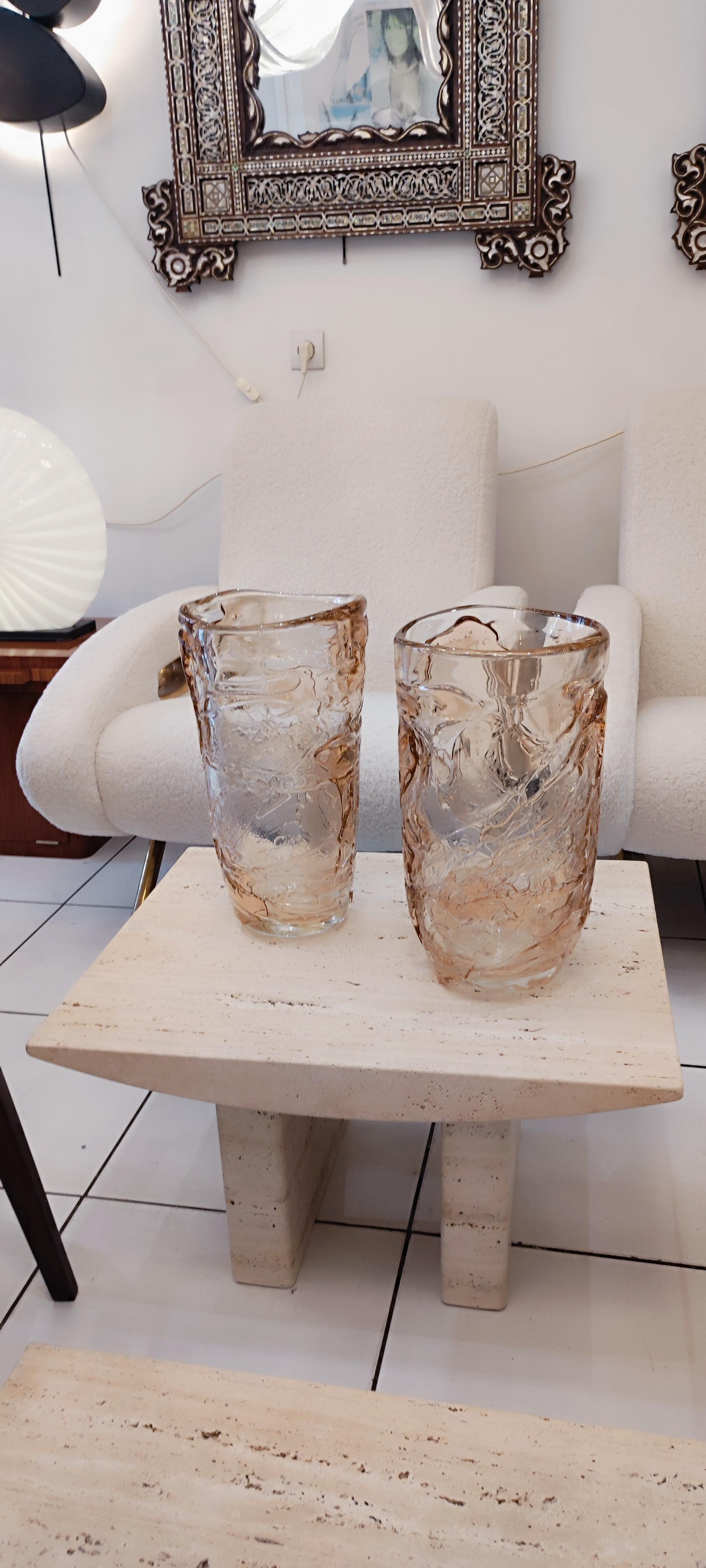 Italian Pair of Blown Murano Glass Vase For Sale