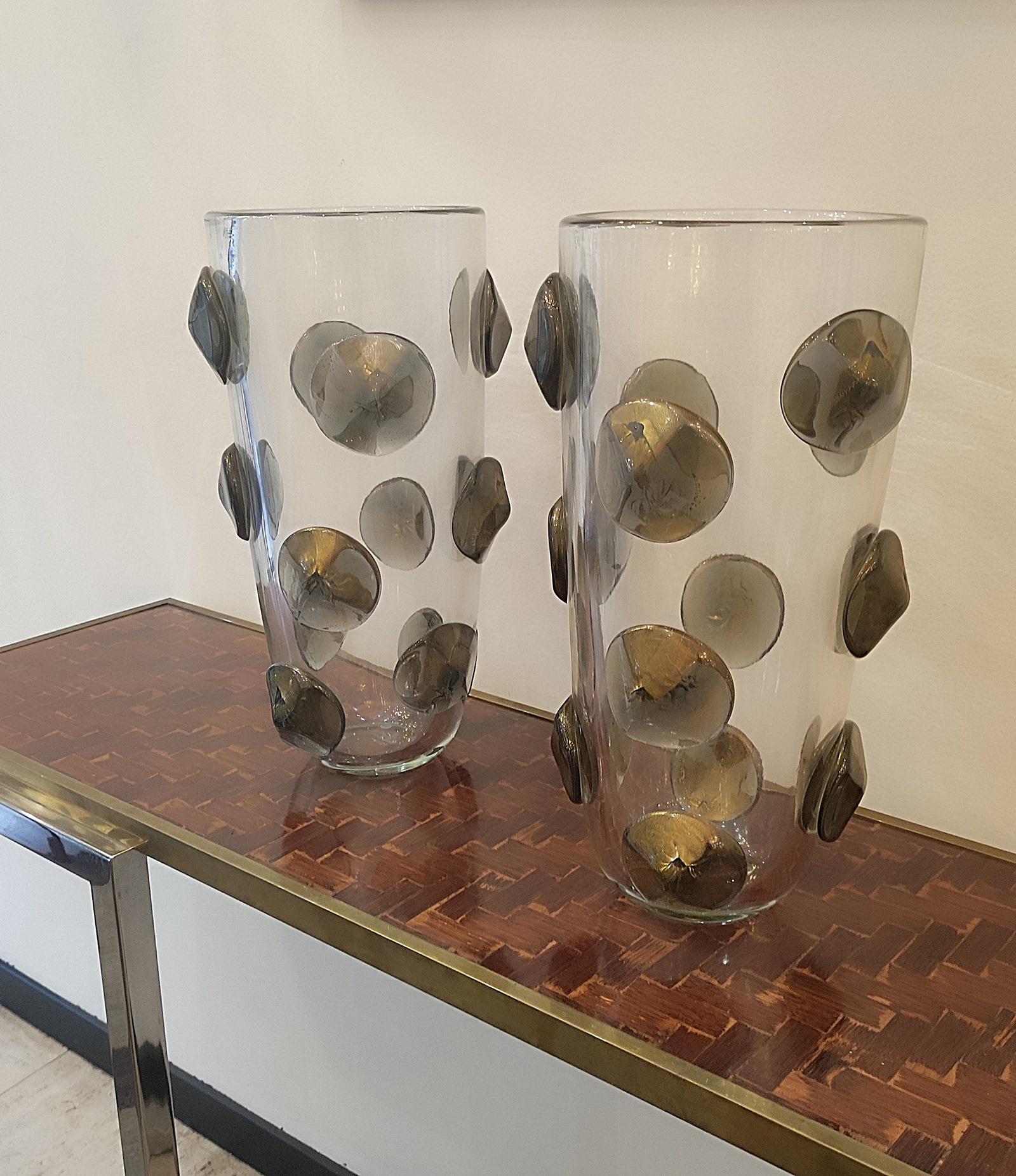 Contemporary Pair of Blown Murano Glass Vase