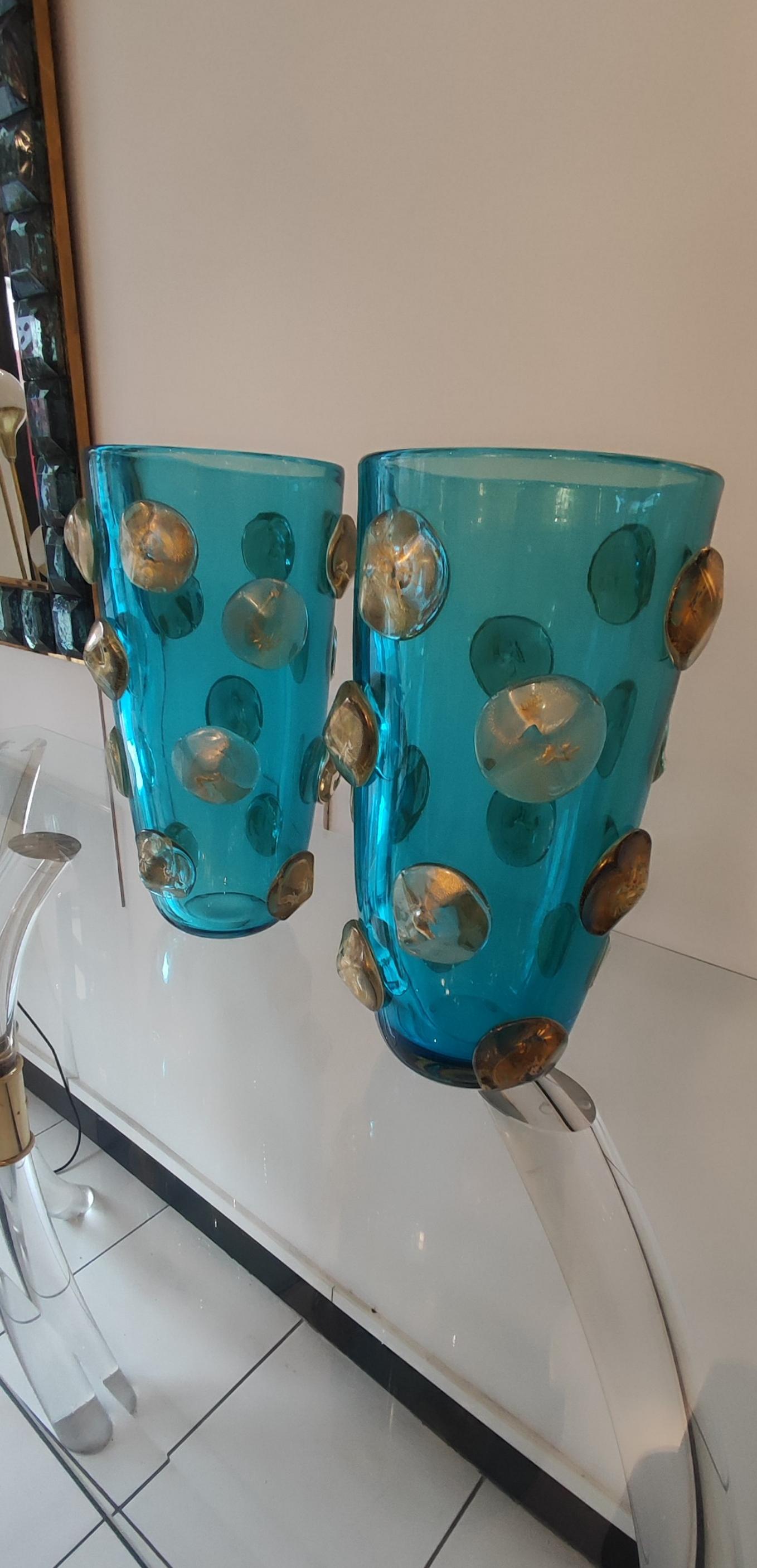 Paar Vasen aus geblasenem Murano-Glas im Angebot 2