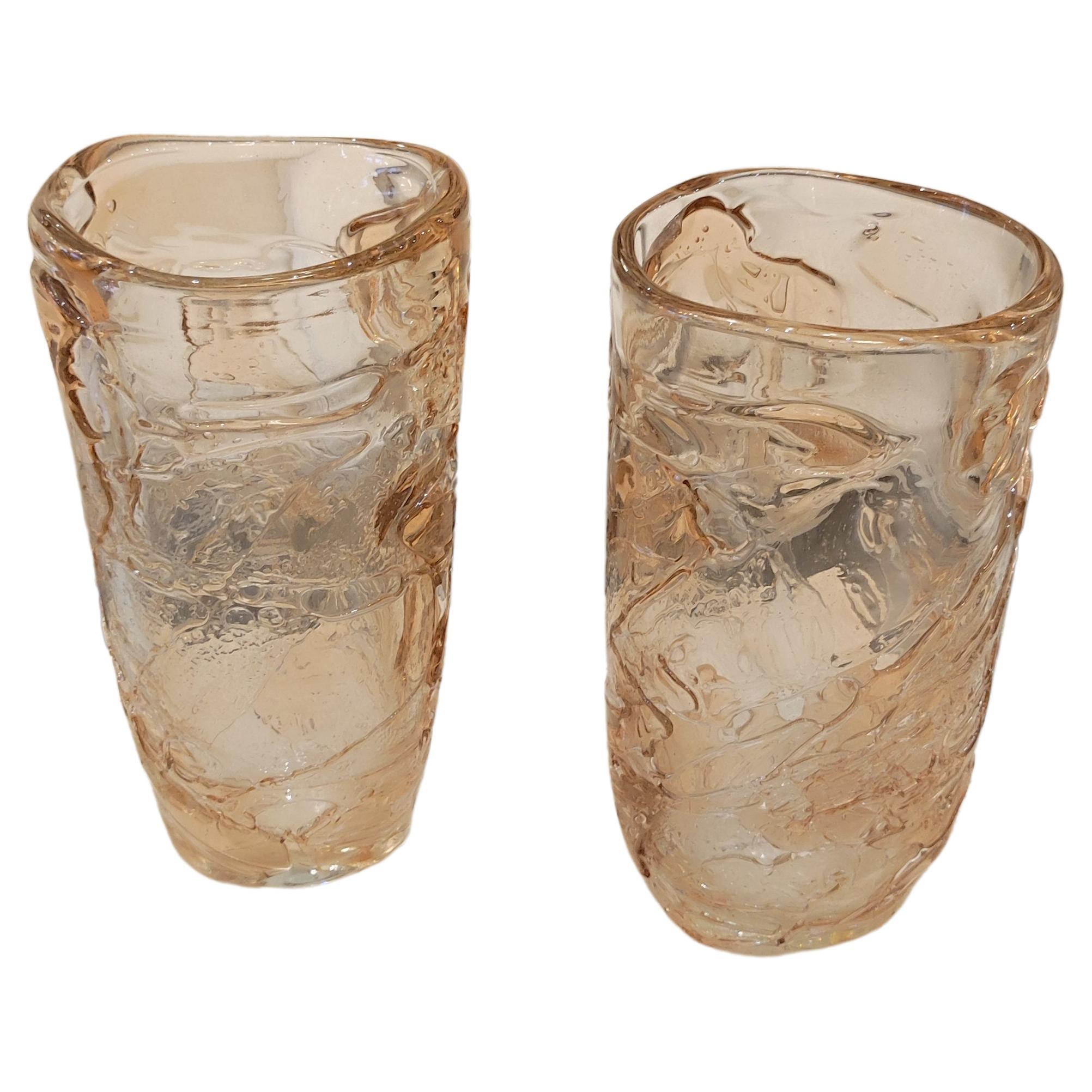 Paar Vasen aus geblasenem Murano-Glas im Angebot