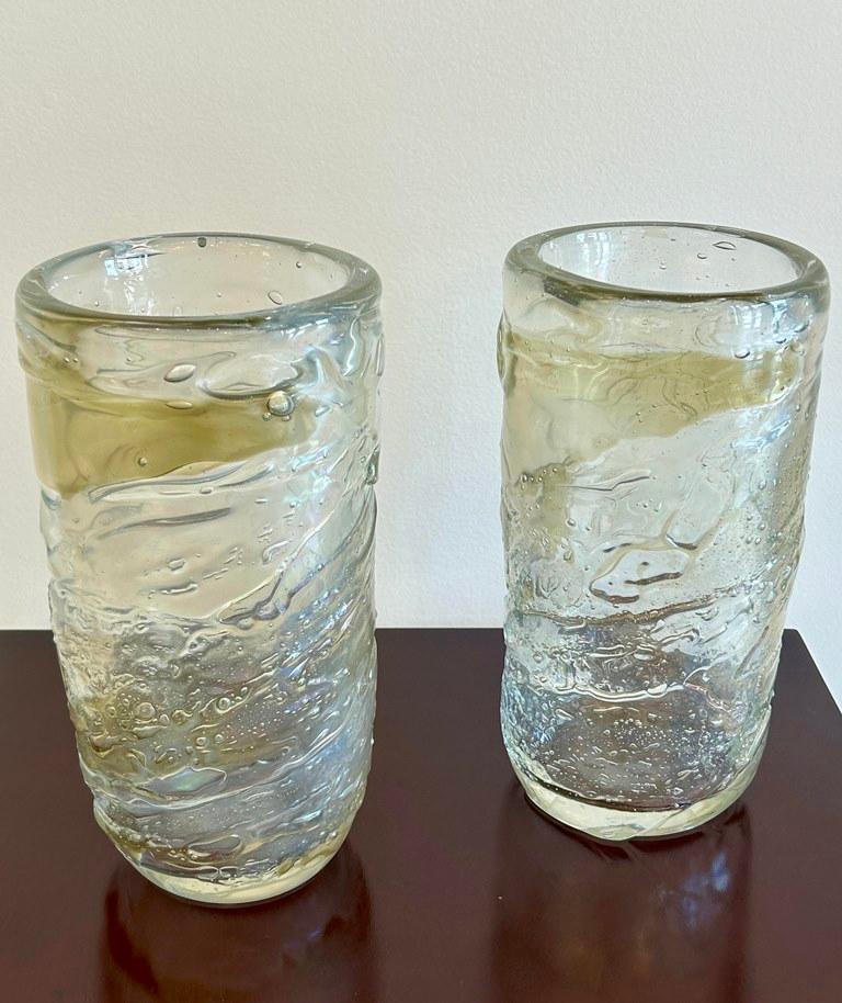 Coppia di vasi in vetro soffiato di Murano in vendita 6