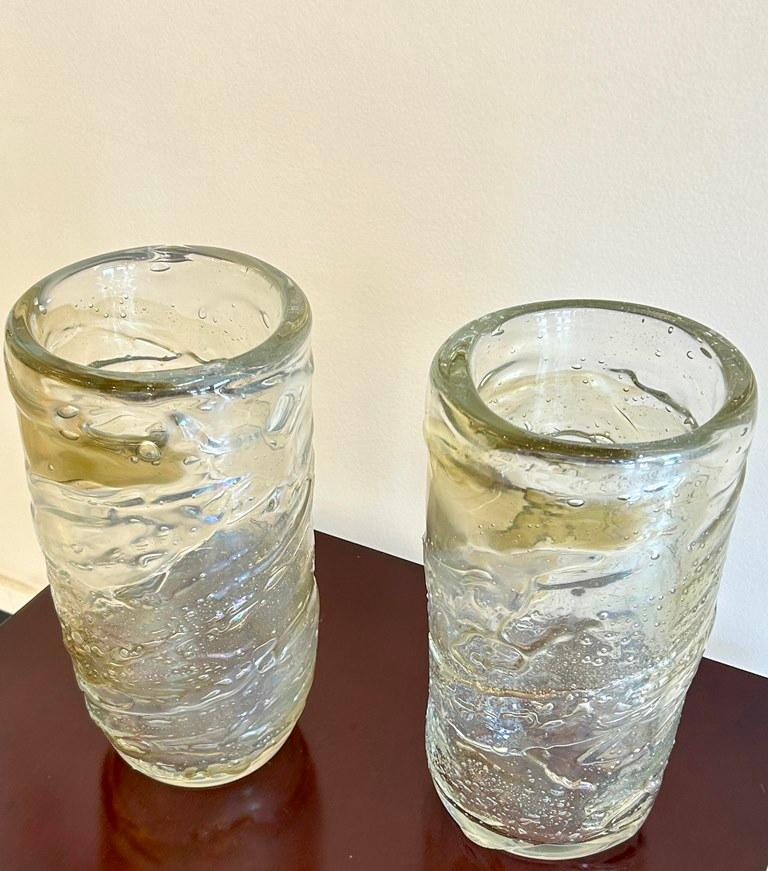 Coppia di vasi in vetro soffiato di Murano in vendita 8