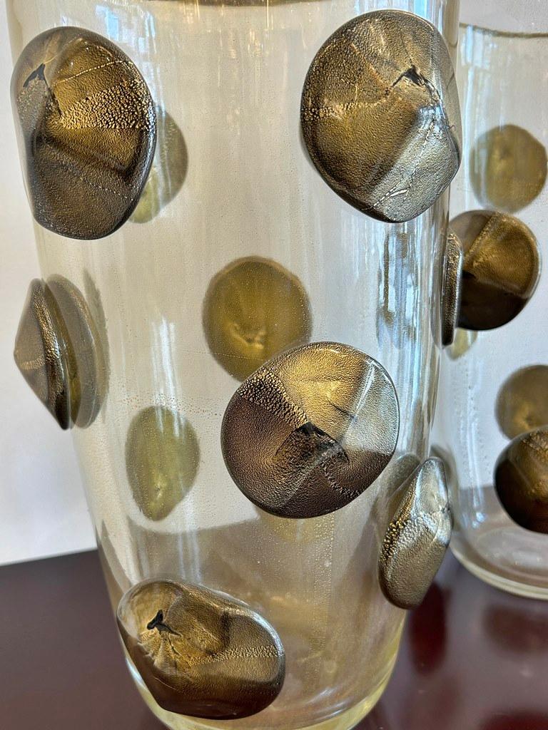 Coppia di vasi in vetro soffiato dorato di Murano In condizioni ottime in vendita a Saint-Ouen, FR