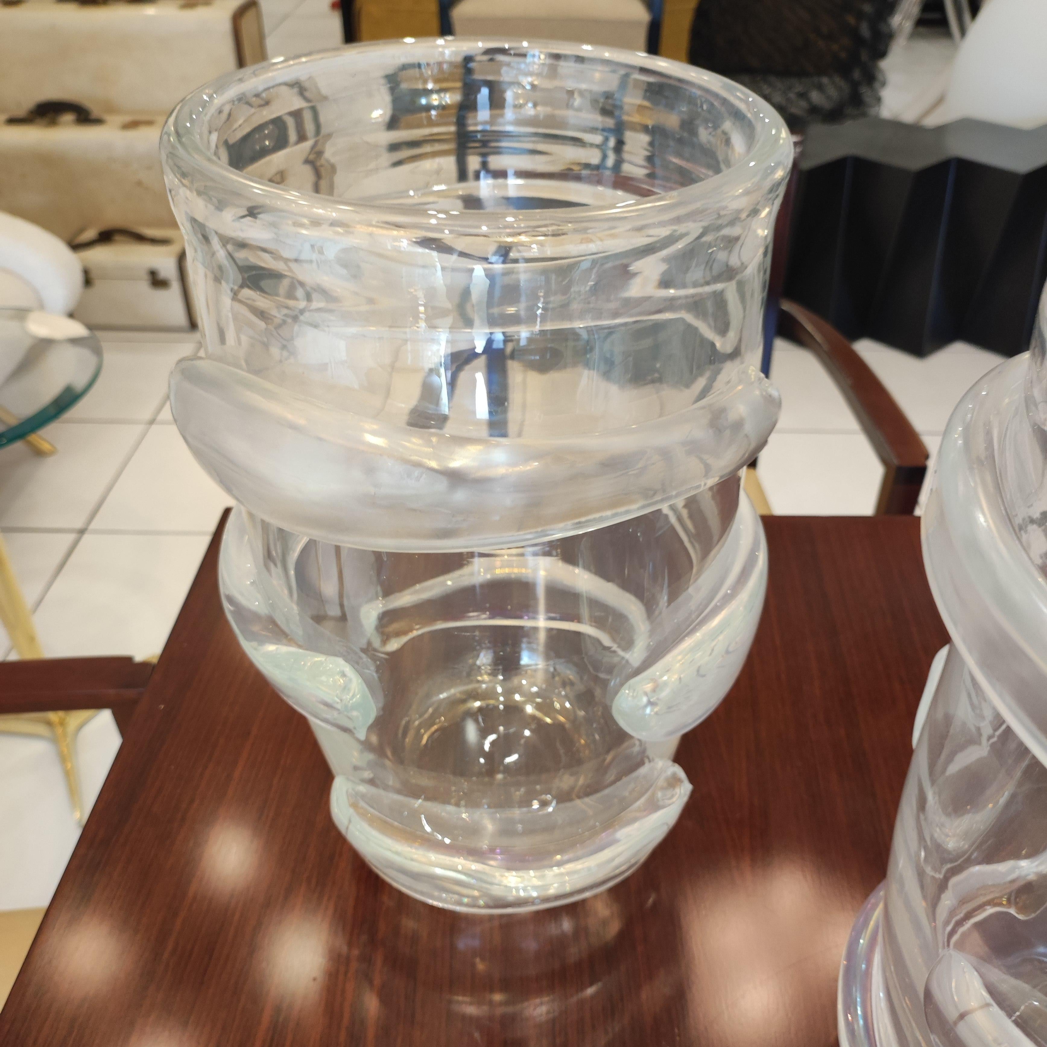 Pair of Blown Translucid Murano Glass Vase 4
