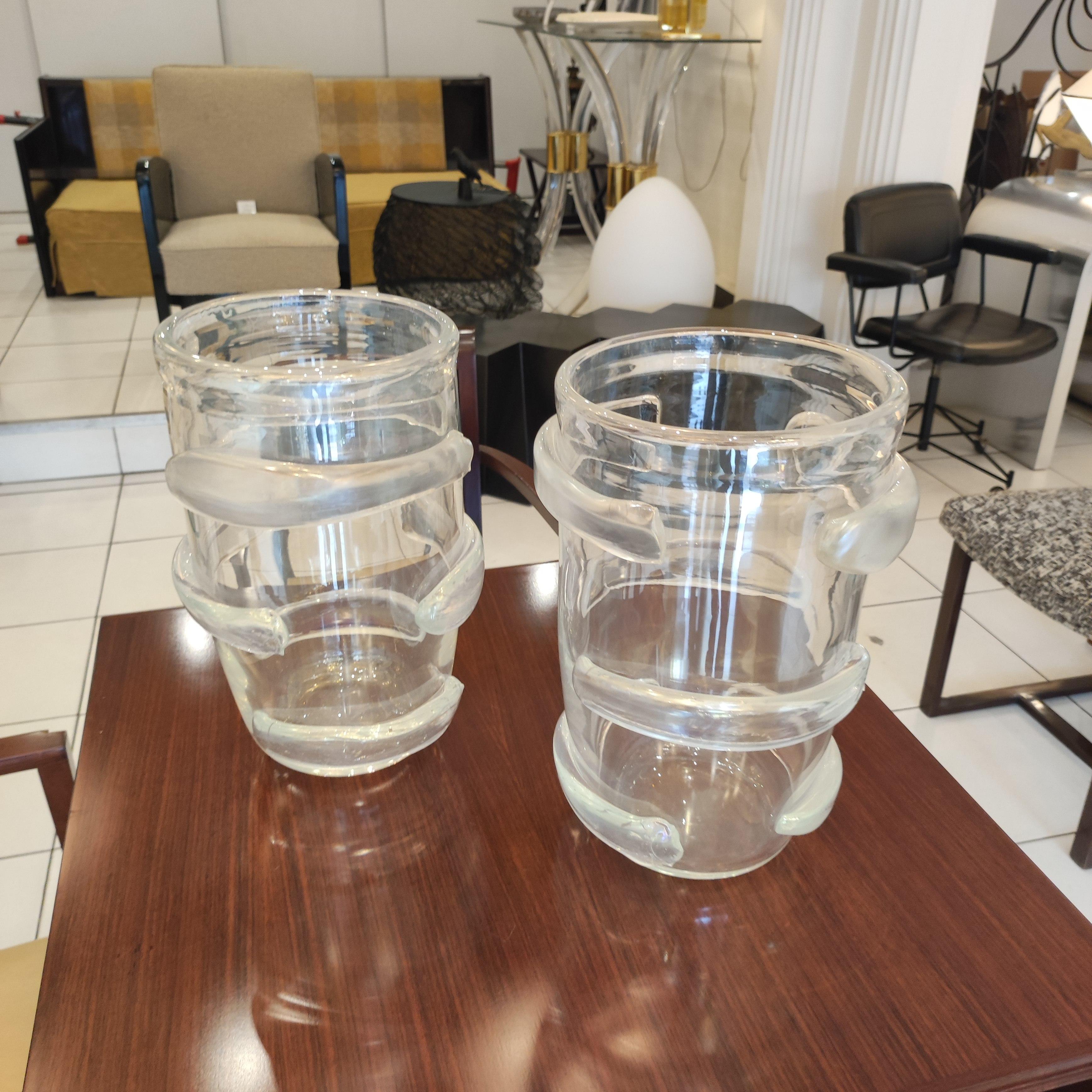 Pair of Blown Translucid Murano Glass Vase 5