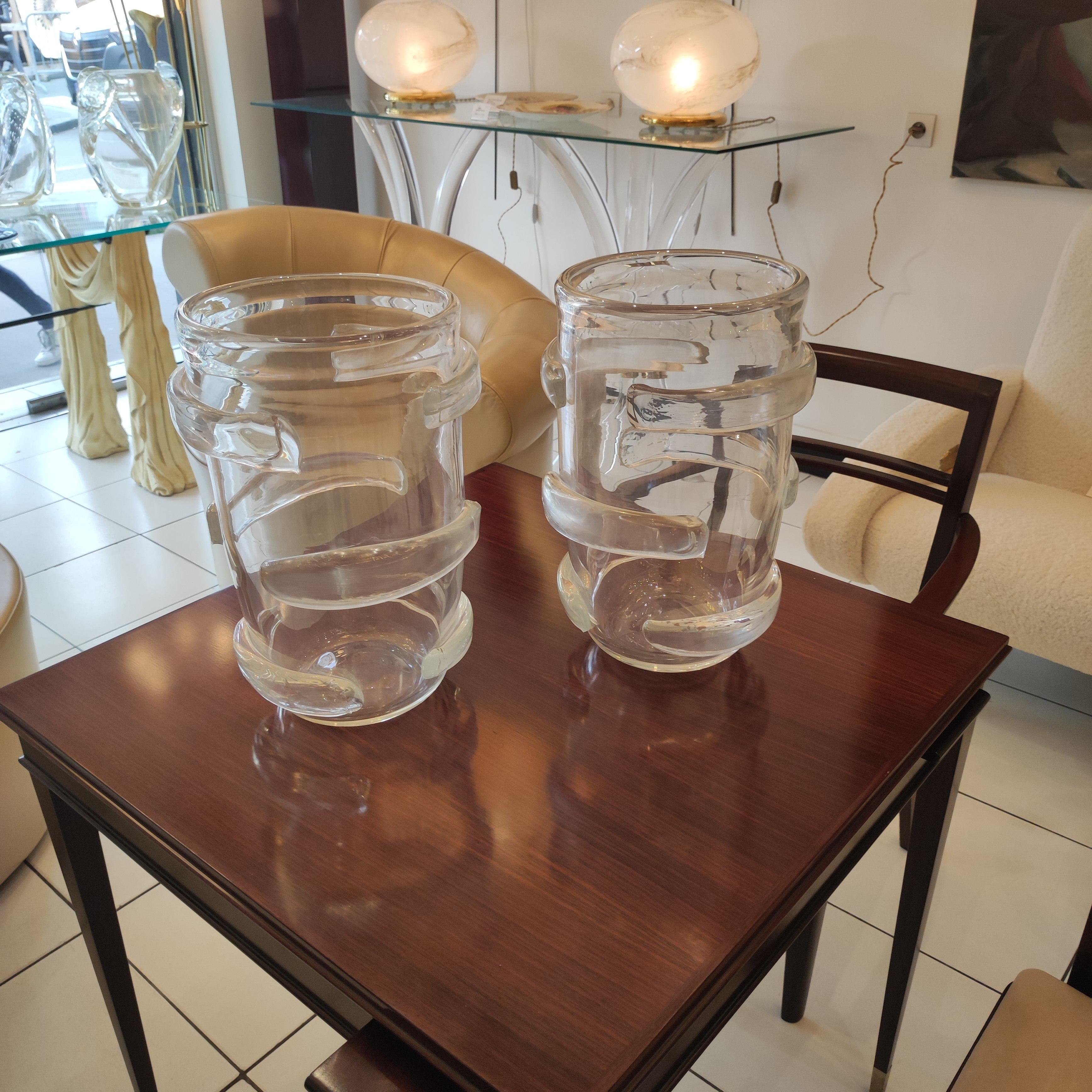 Pair of Blown Translucid Murano Glass Vase 8