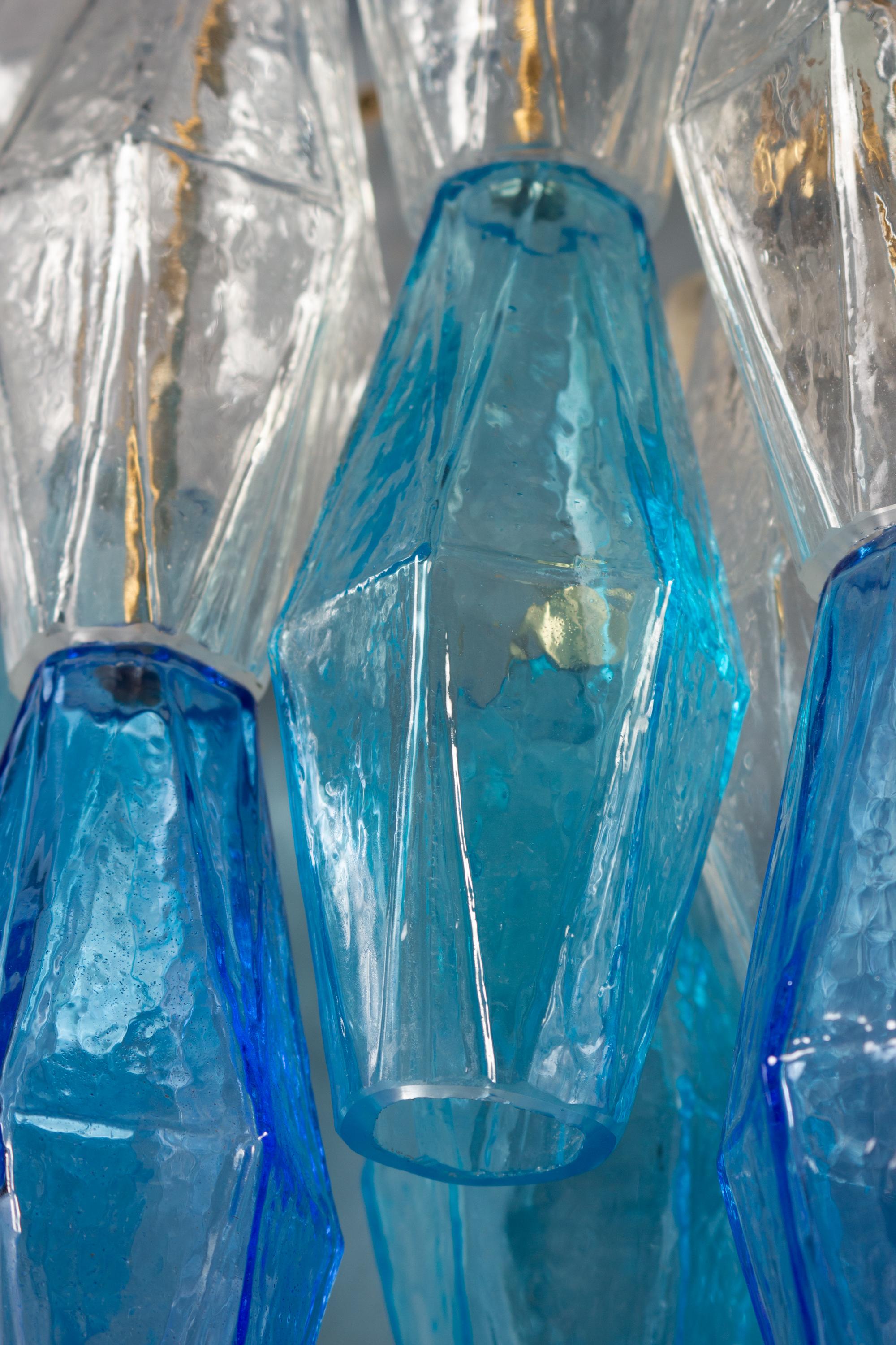 Pair of Blu and Light Blu Poliedri Sconces Carlo Scarpa Style For Sale 1