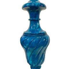 Pair of Blue Alabaster Lamps