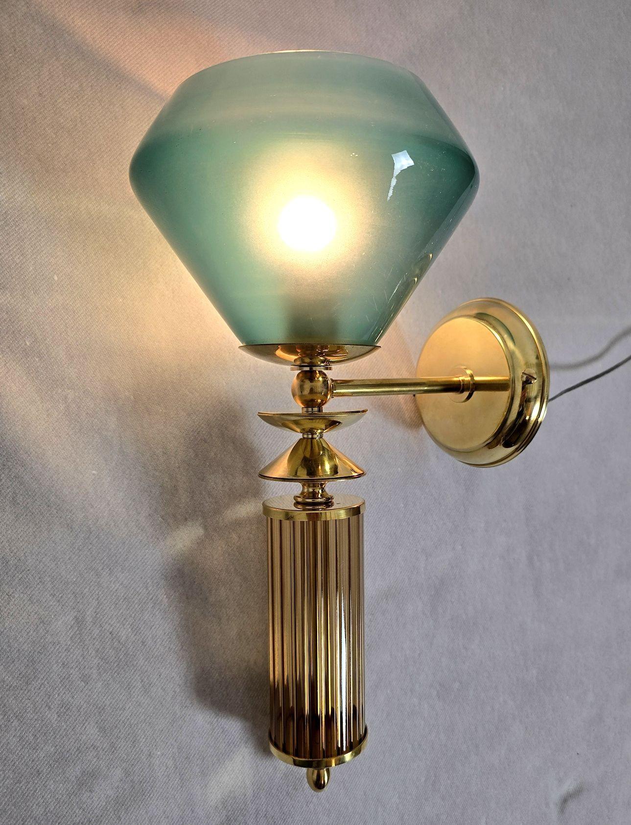 Pair of blue and beige Murano glass sconces (Italienisch) im Angebot