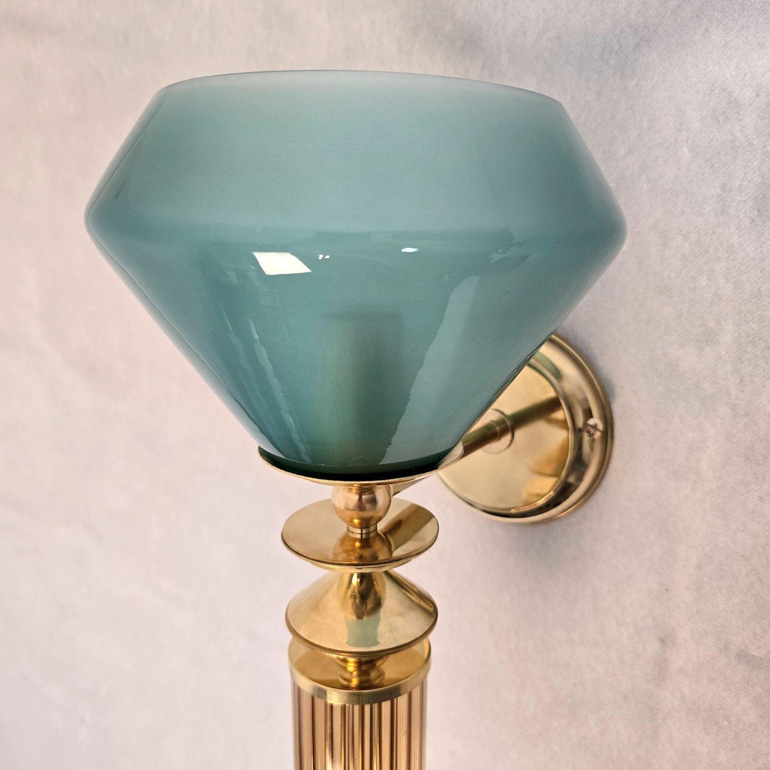 Pair of blue and beige Murano glass sconces im Angebot 1