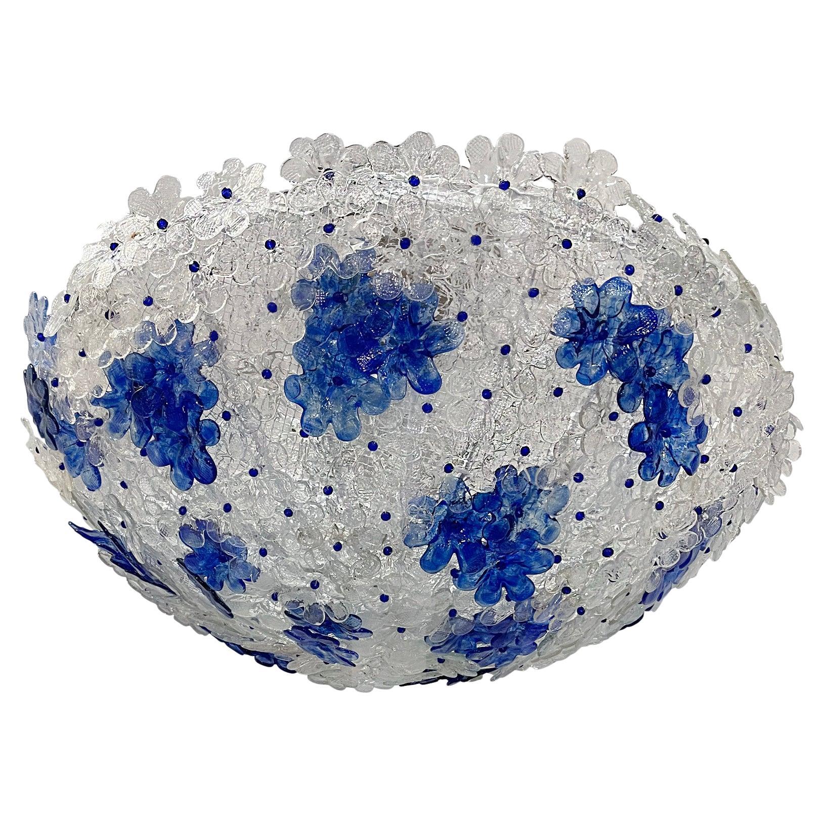 Ein Paar blaue und klare Murano-Leuchten, einzeln verkauft