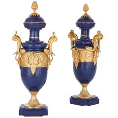 Pair of Blue and Gold Vases in Lapis Lazuli and Ormolu