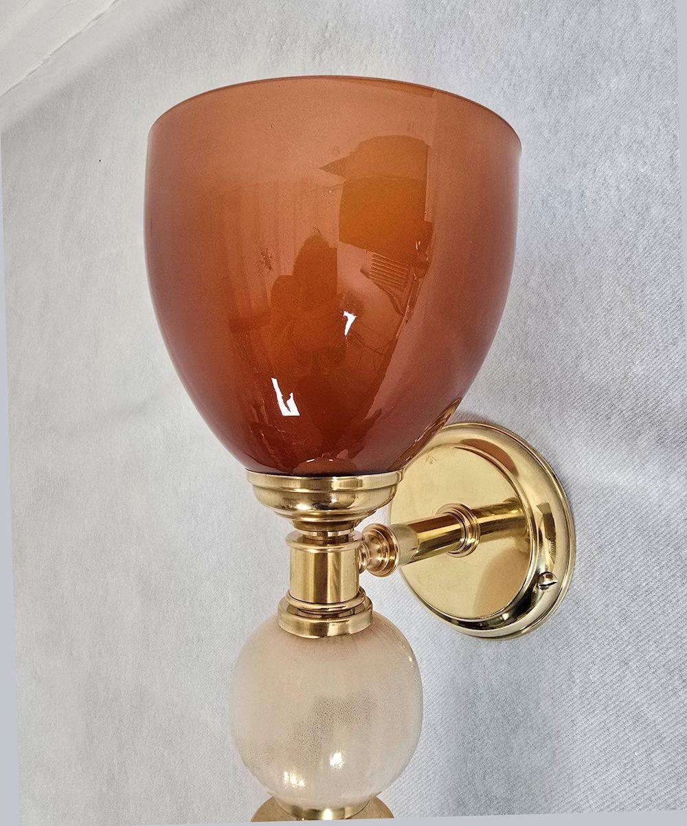 Coppia di apparizioni in vetro di Murano blu e terracotta in vendita 3