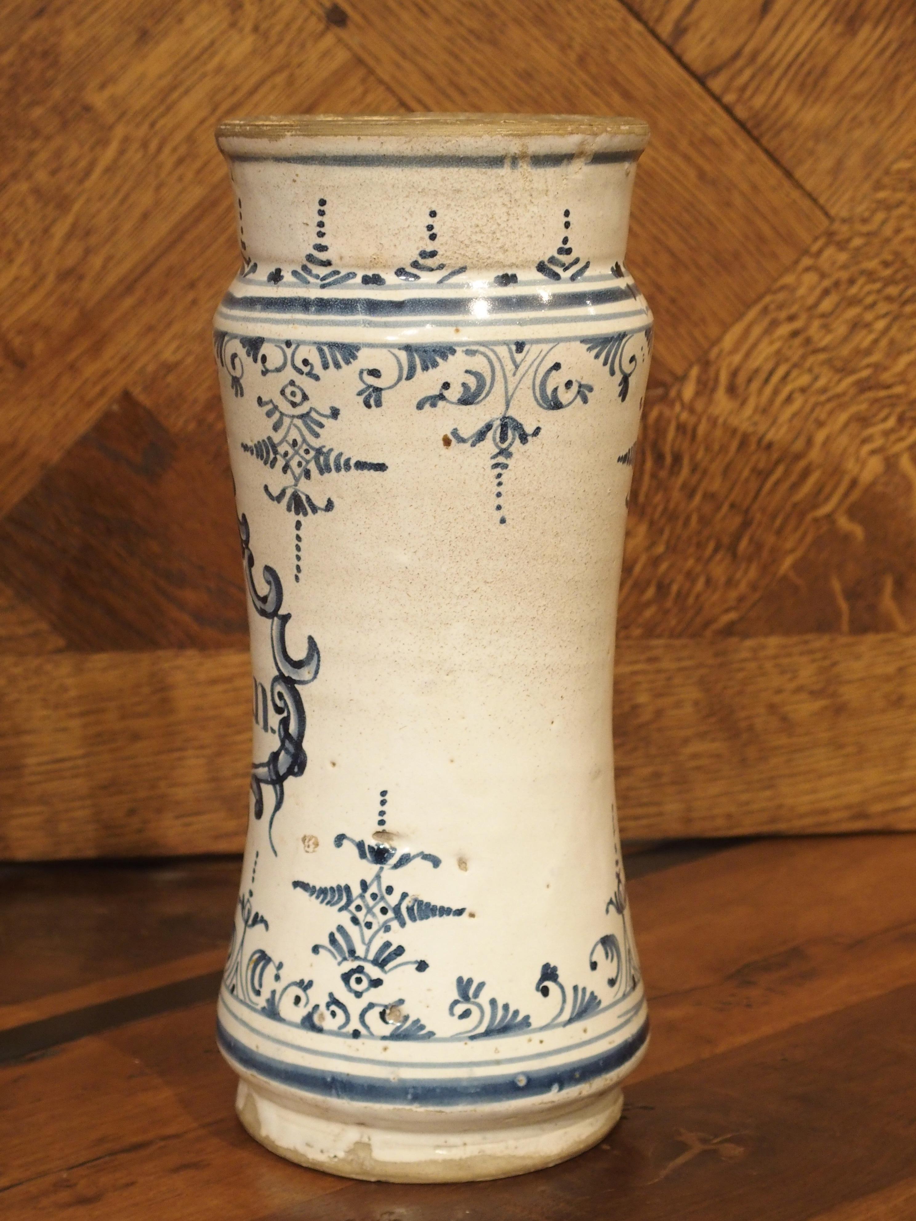 Pair of Blue and White Albarelli Pots from Spain, 18th Century 3