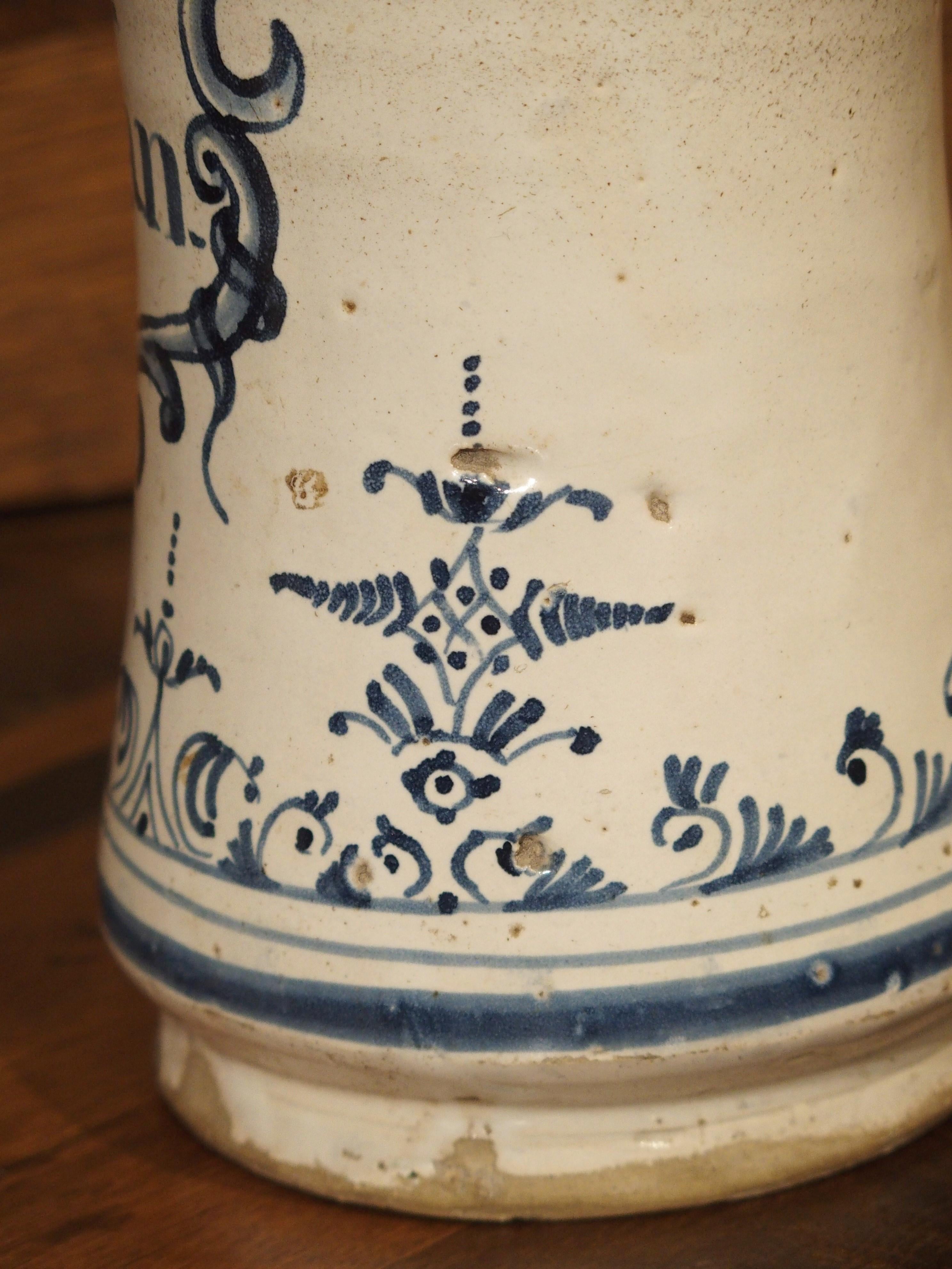 Pair of Blue and White Albarelli Pots from Spain, 18th Century 5