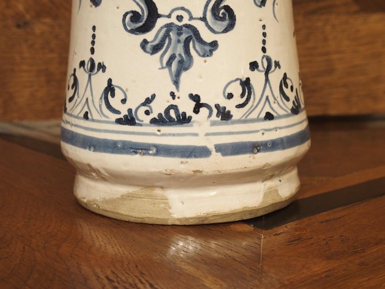Pair of Blue and White Albarelli Pots from Spain, 18th Century at 1stDibs