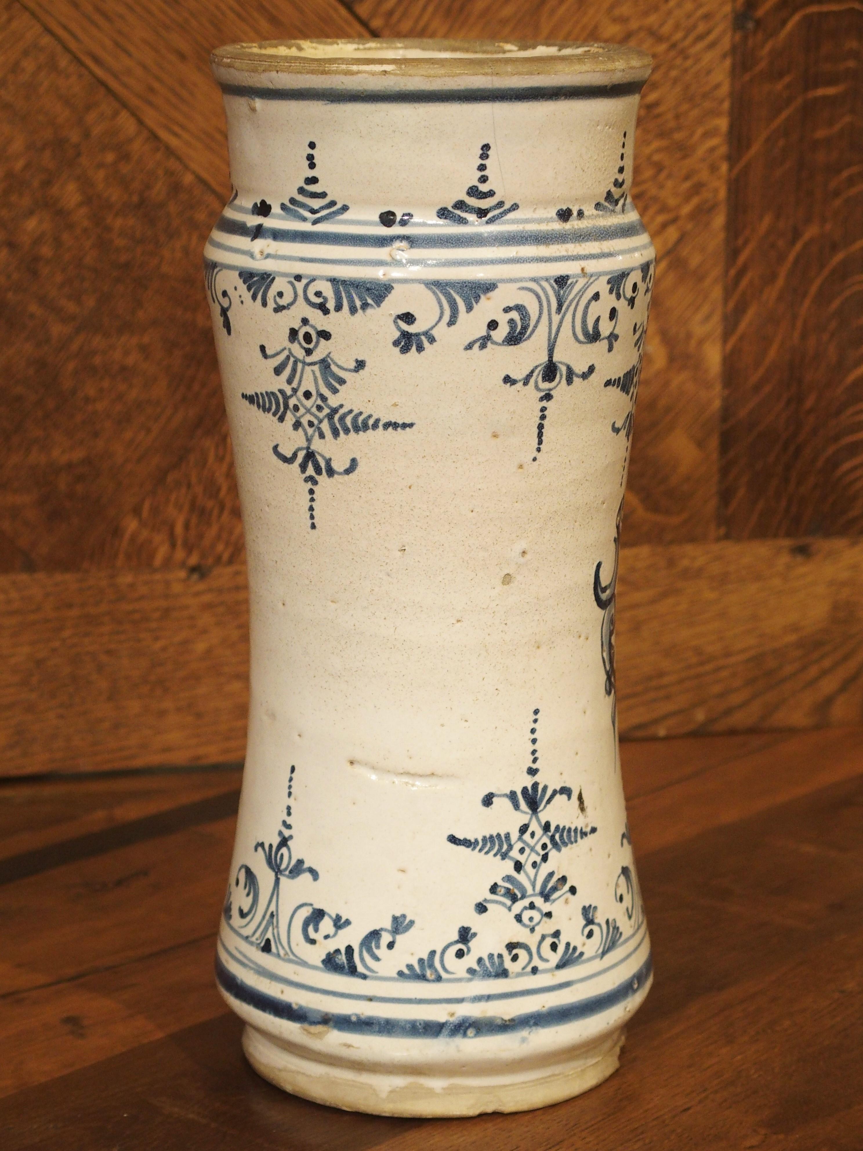 Pair of Blue and White Albarelli Pots from Spain, 18th Century 1