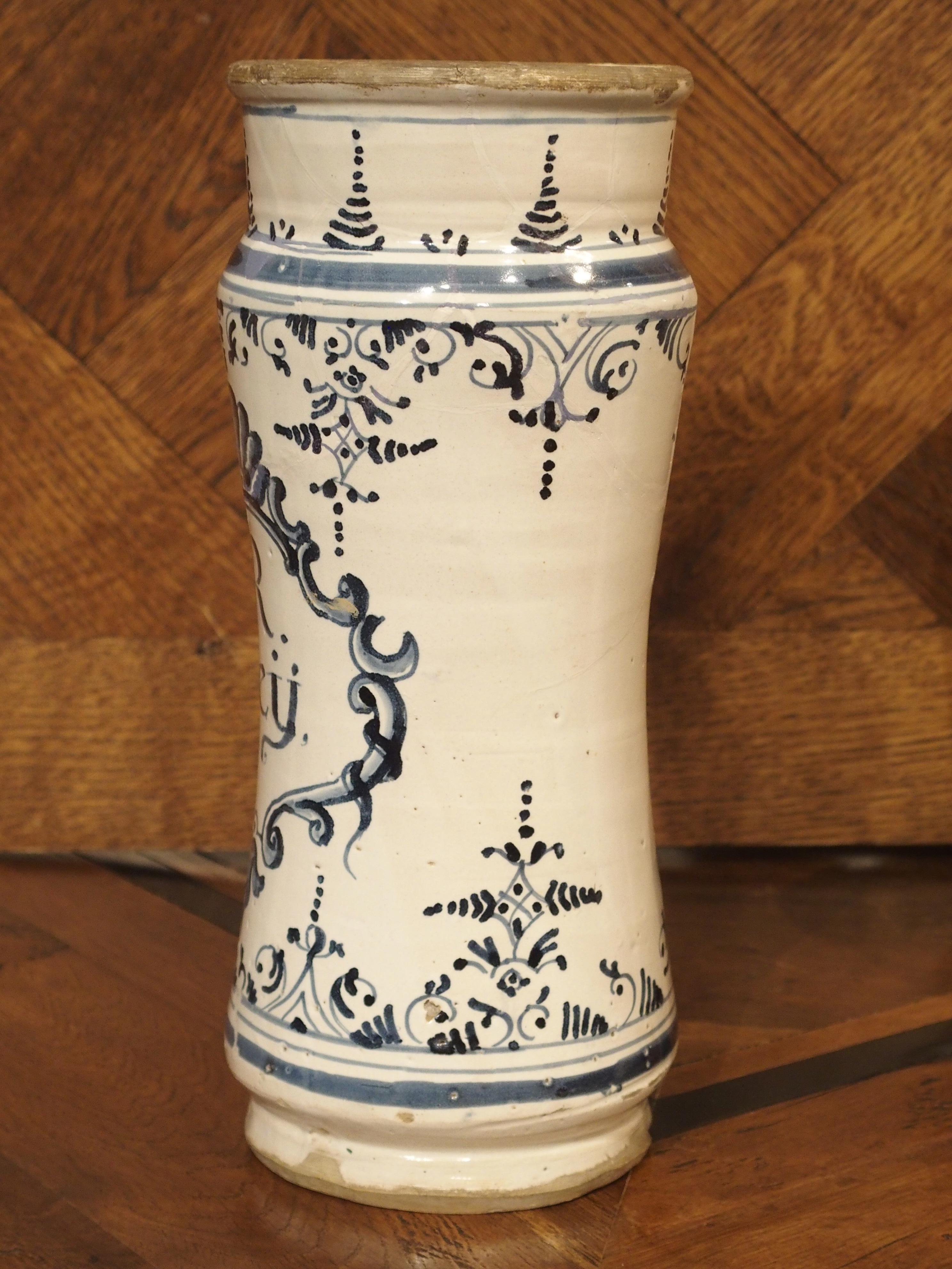 Pair of Blue and White Albarelli Pots from Spain, 18th Century 2