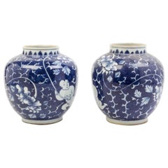 Pair of blue and white Chinese export vases
