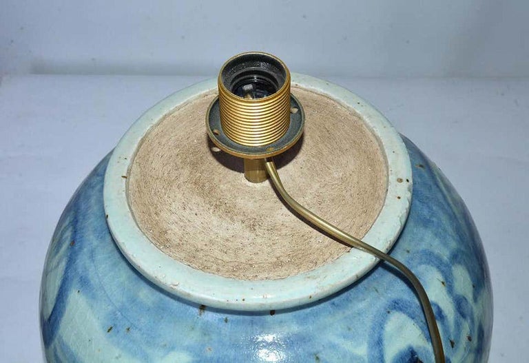 Pair of Blue and White Chinese Ginger Jar Lamp Bases at 1stDibs blue