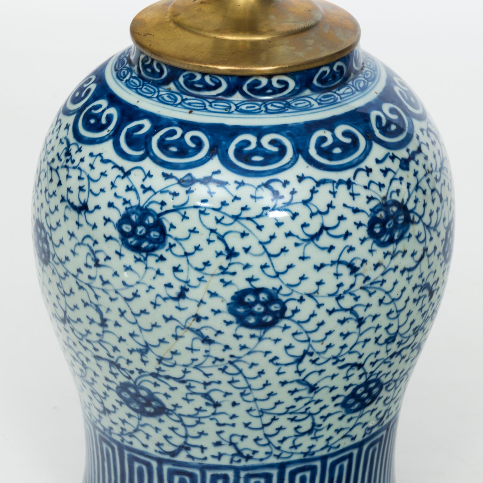19th Century Pair of Blue and White Chinese Jar Lamps