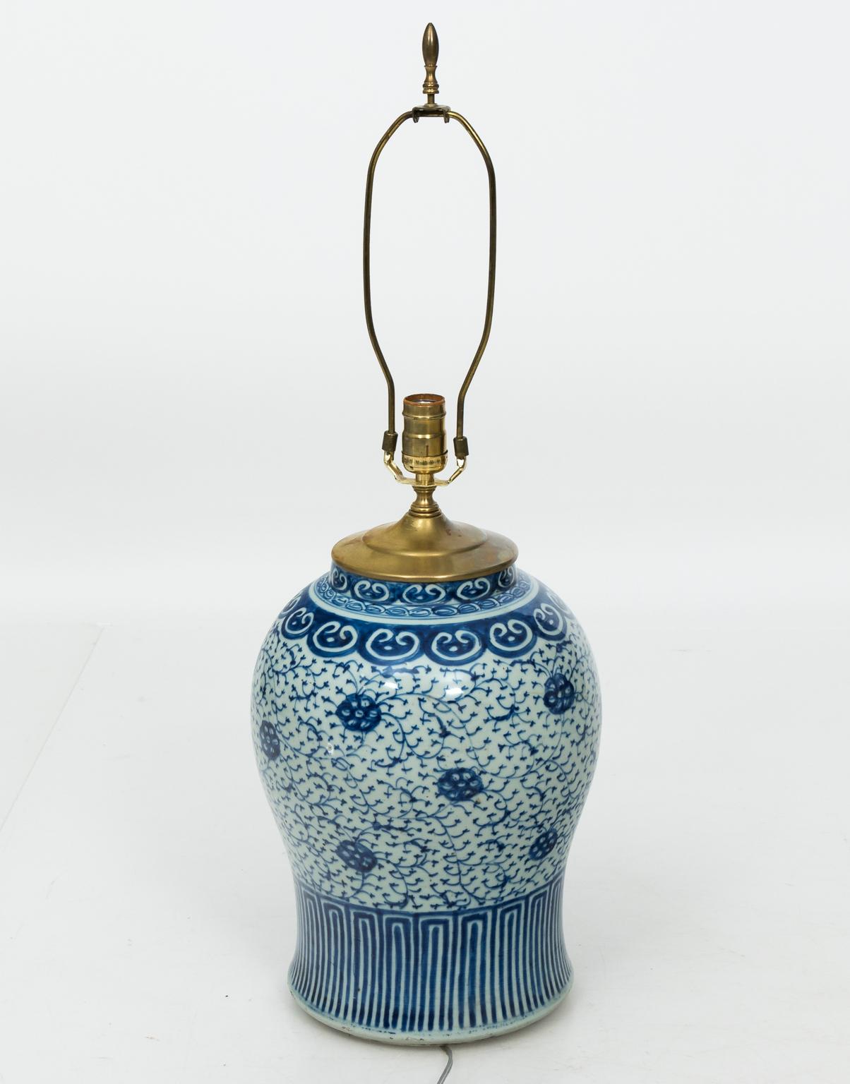Pair of Blue and White Chinese Jar Lamps 2
