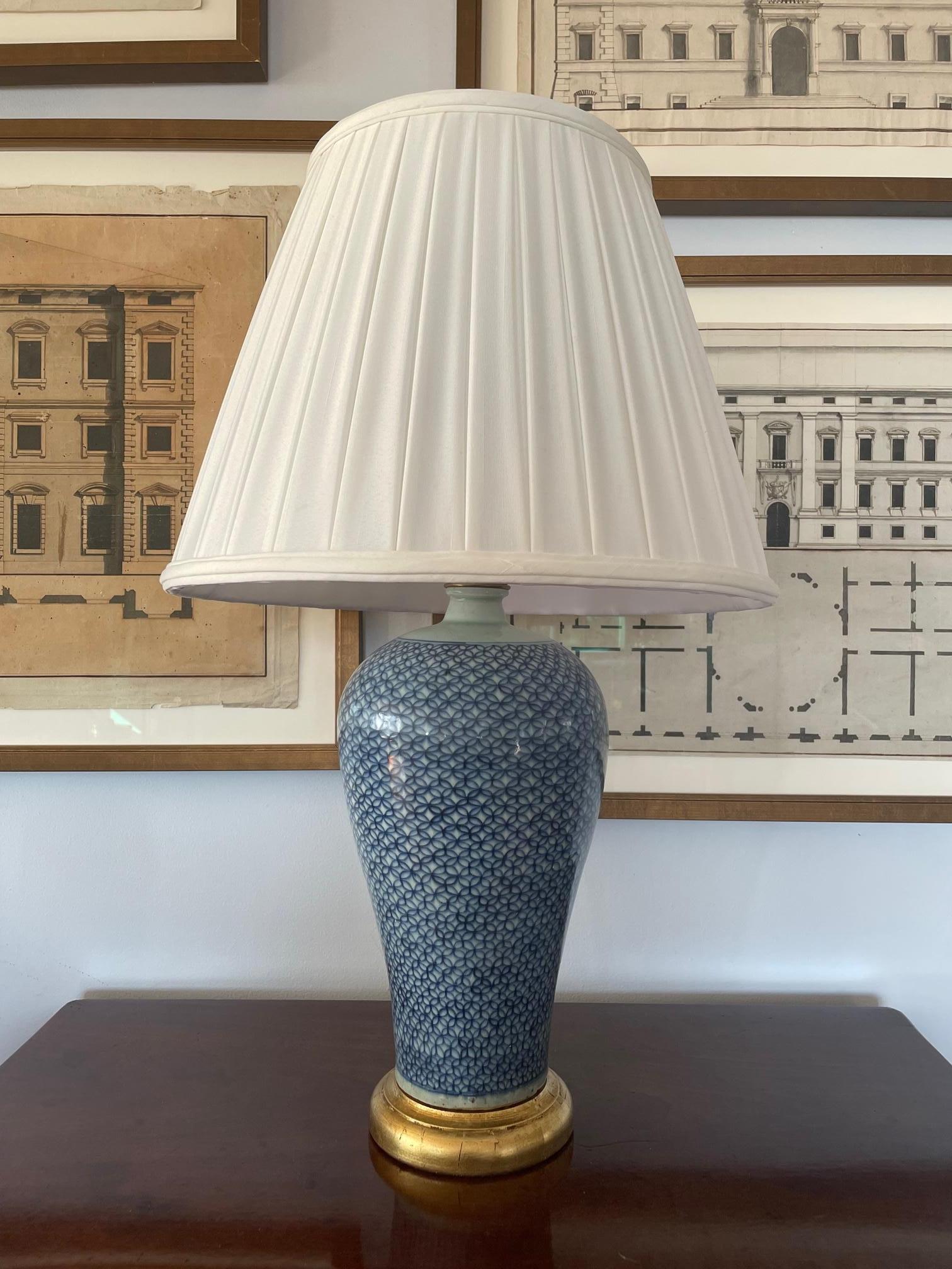 blue and white oriental lamp