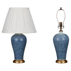 Pair of Blue and White Chinese Porcelain Lamps, 20th Century