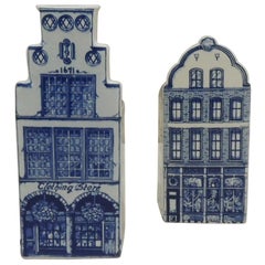 Pair of Blue and White Delft Architectural Buildings
