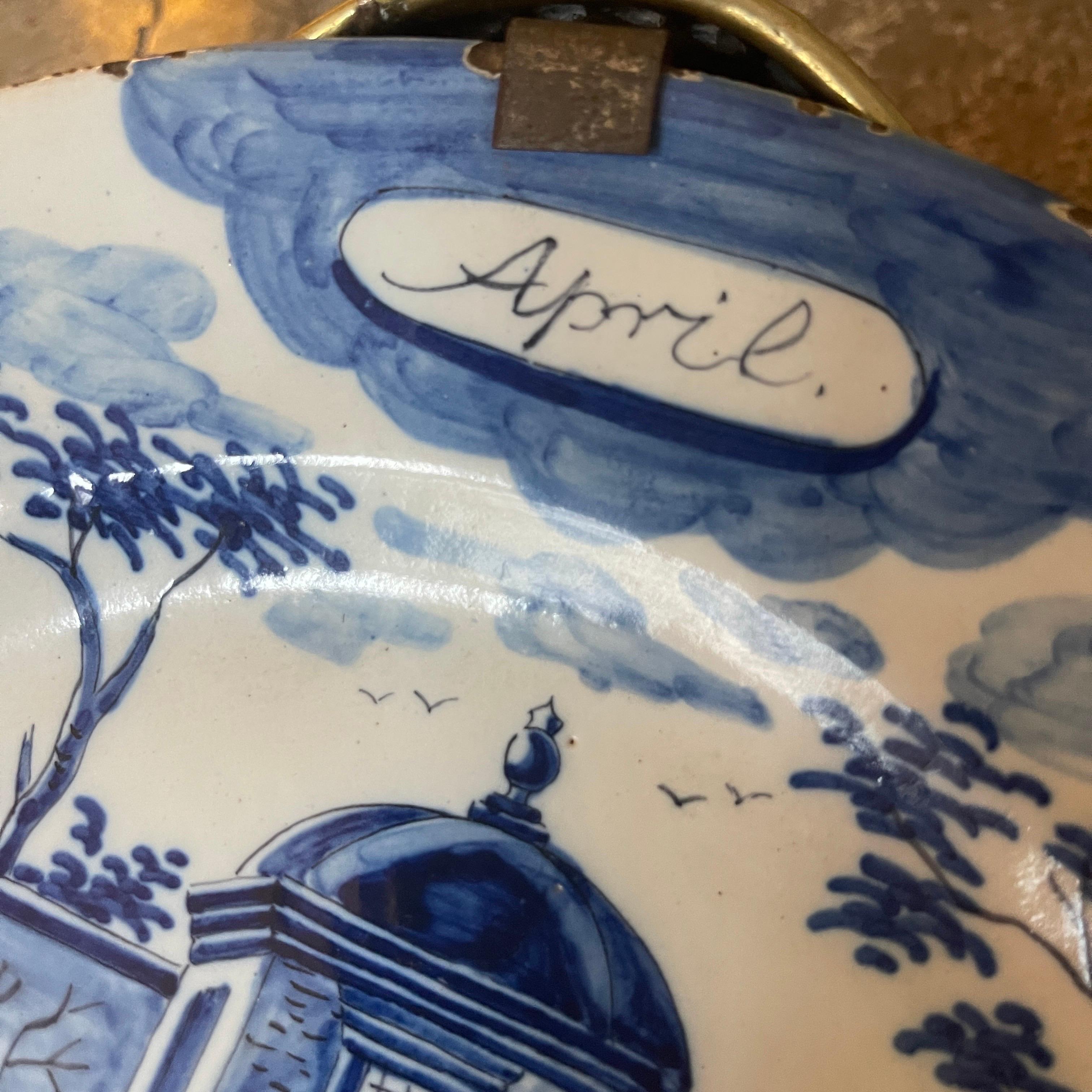 Pair of Blue and White Delft Calendar Plates For Sale 6