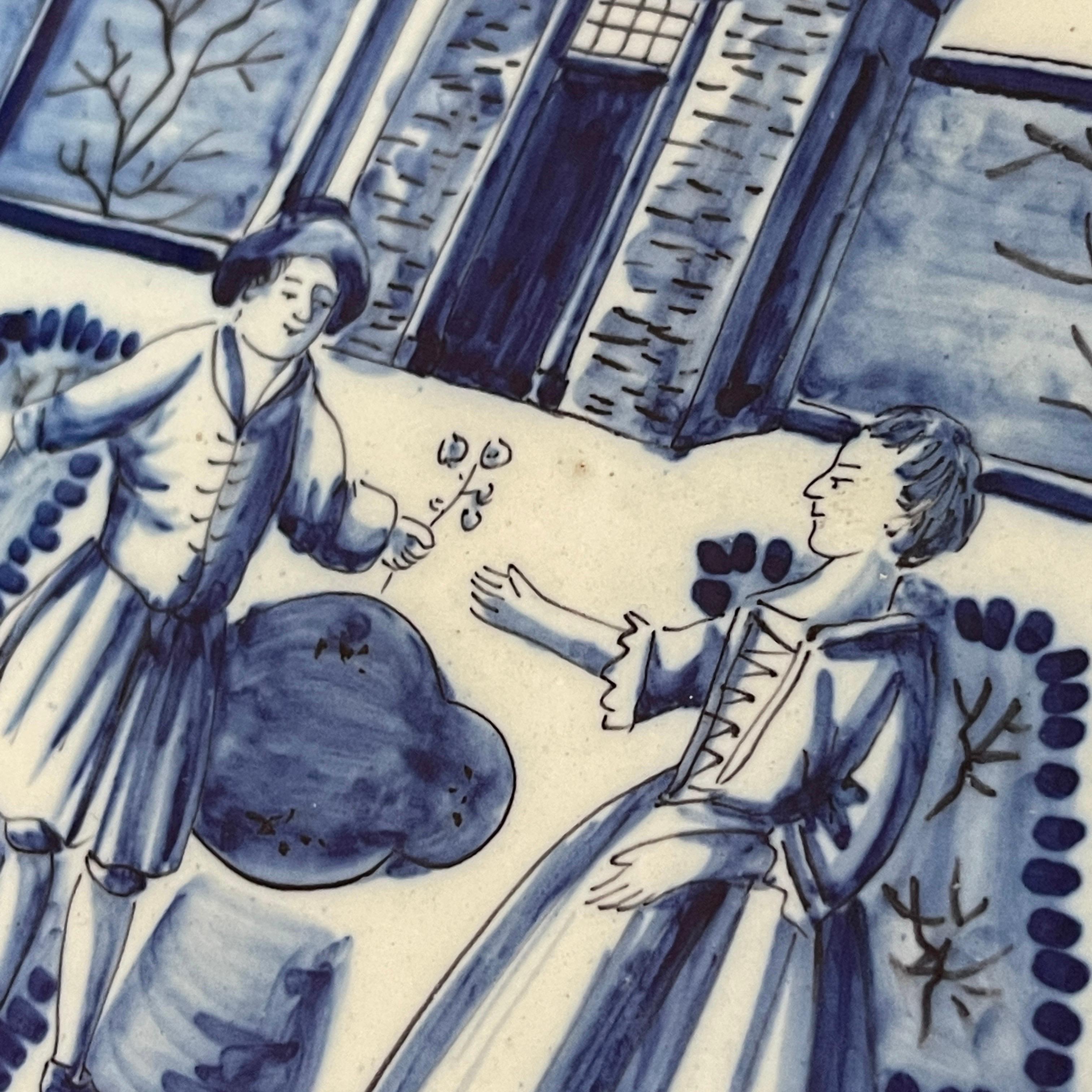 Pair of Blue and White Delft Calendar Plates 7