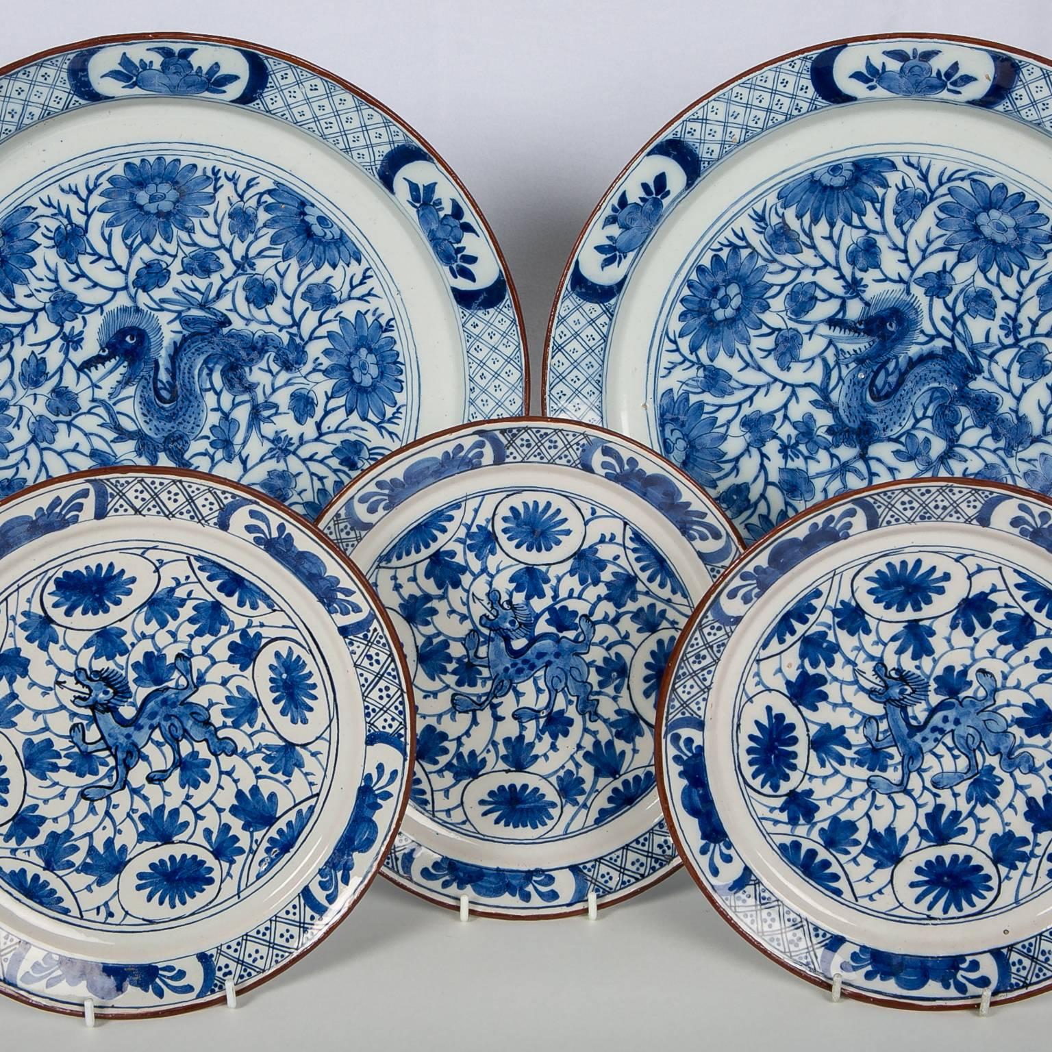 Late 18th Century Pair of Blue and White Delft Chargers