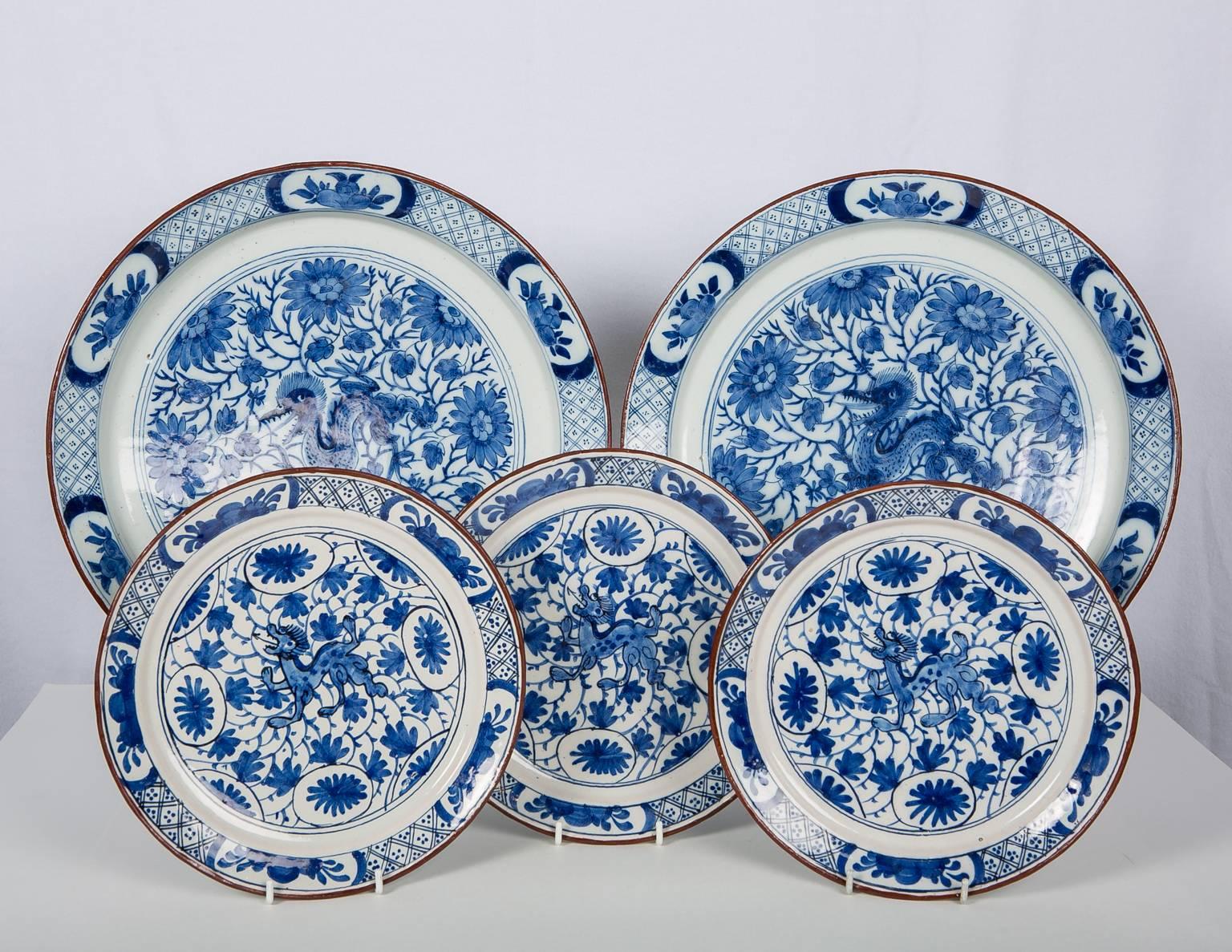 Pair of Blue and White Delft Chargers 1