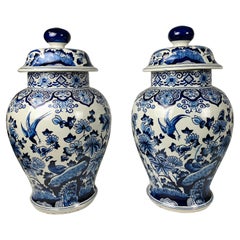 Pair of Blue and White Delft Jars, Late 19th Century