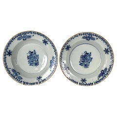Pair of Blue and White Delft Shallow Bowls Netherlands circa 1770