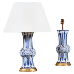 Pair of Blue and White Delft Vases as Lamps