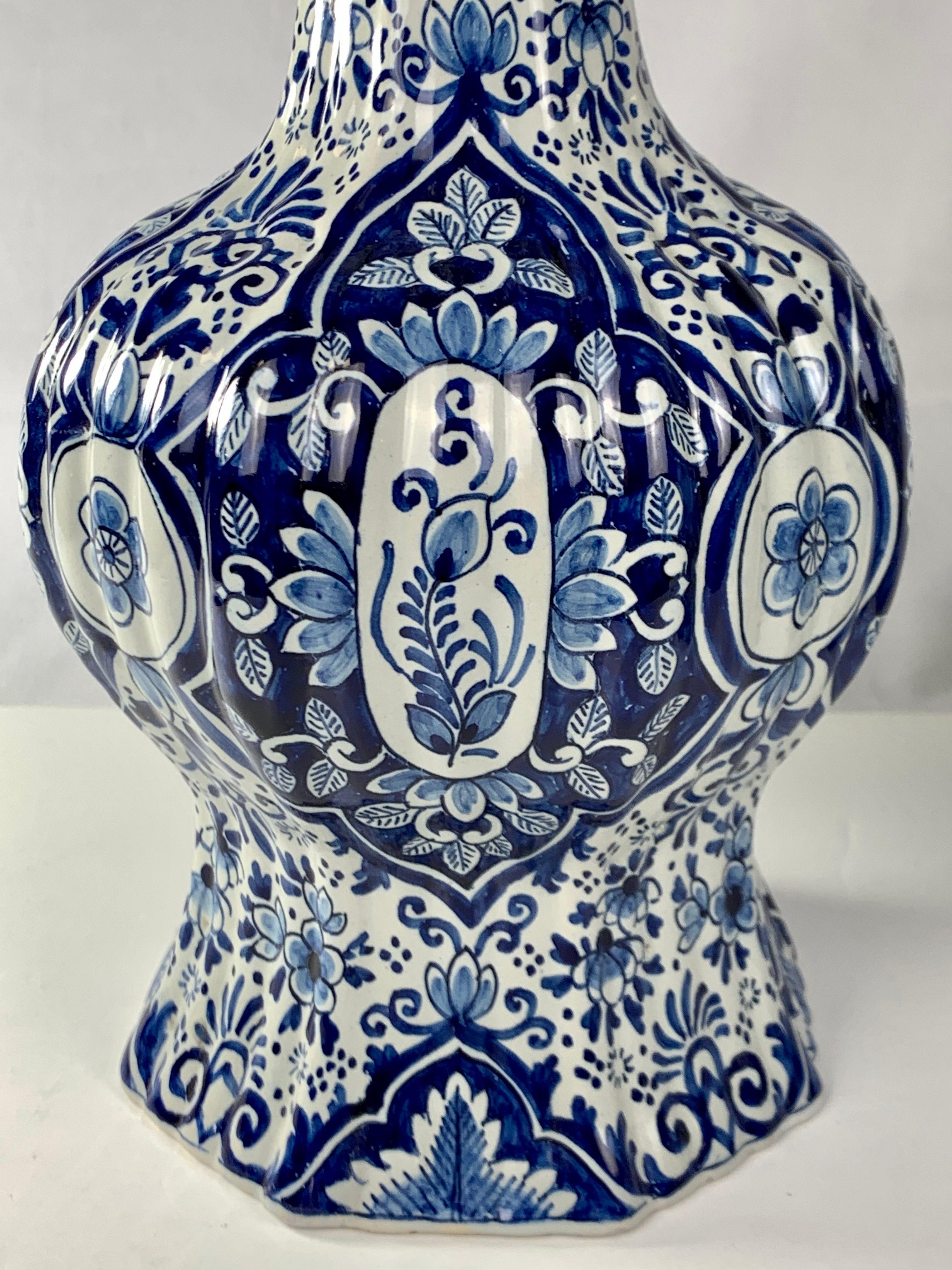 Dutch Pair of Blue and White Delft Vases