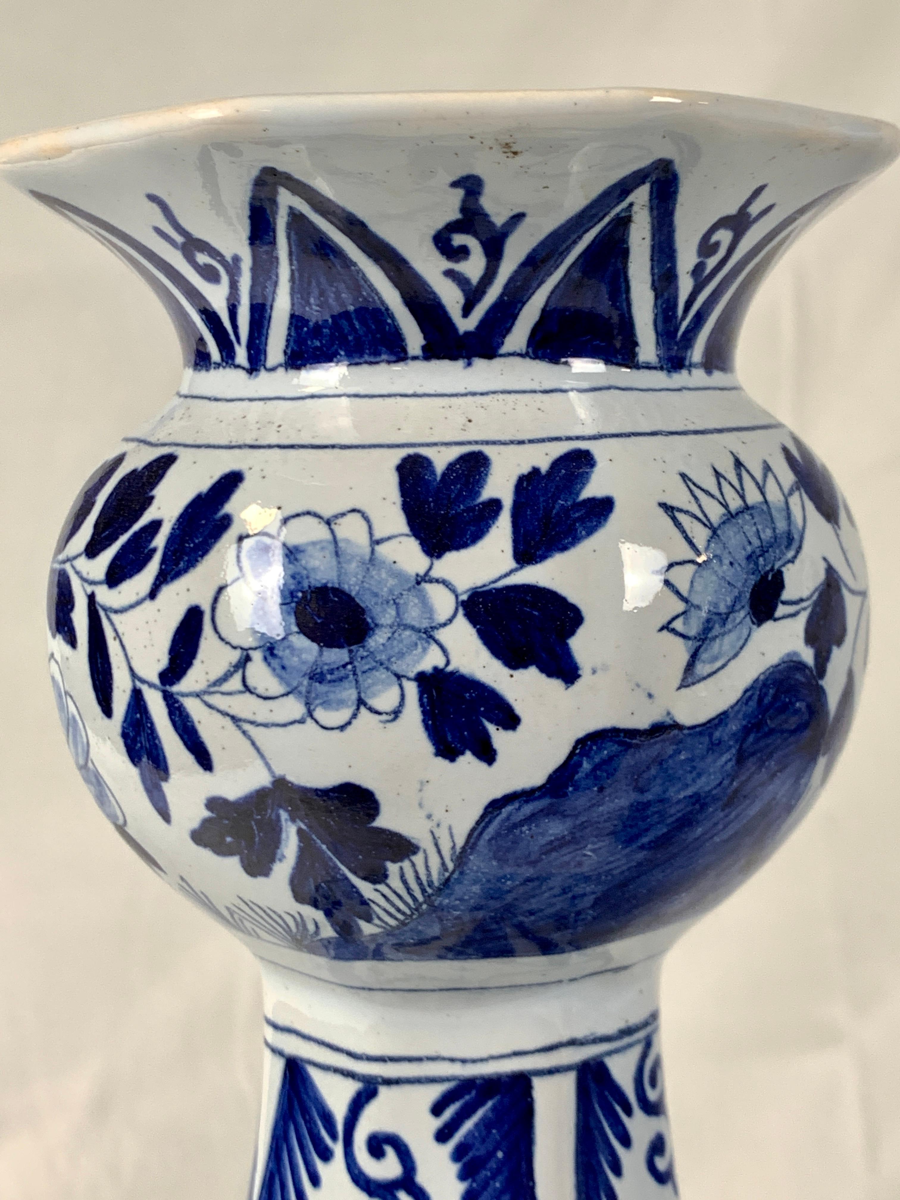 French Pair of Blue and White Delft Vases