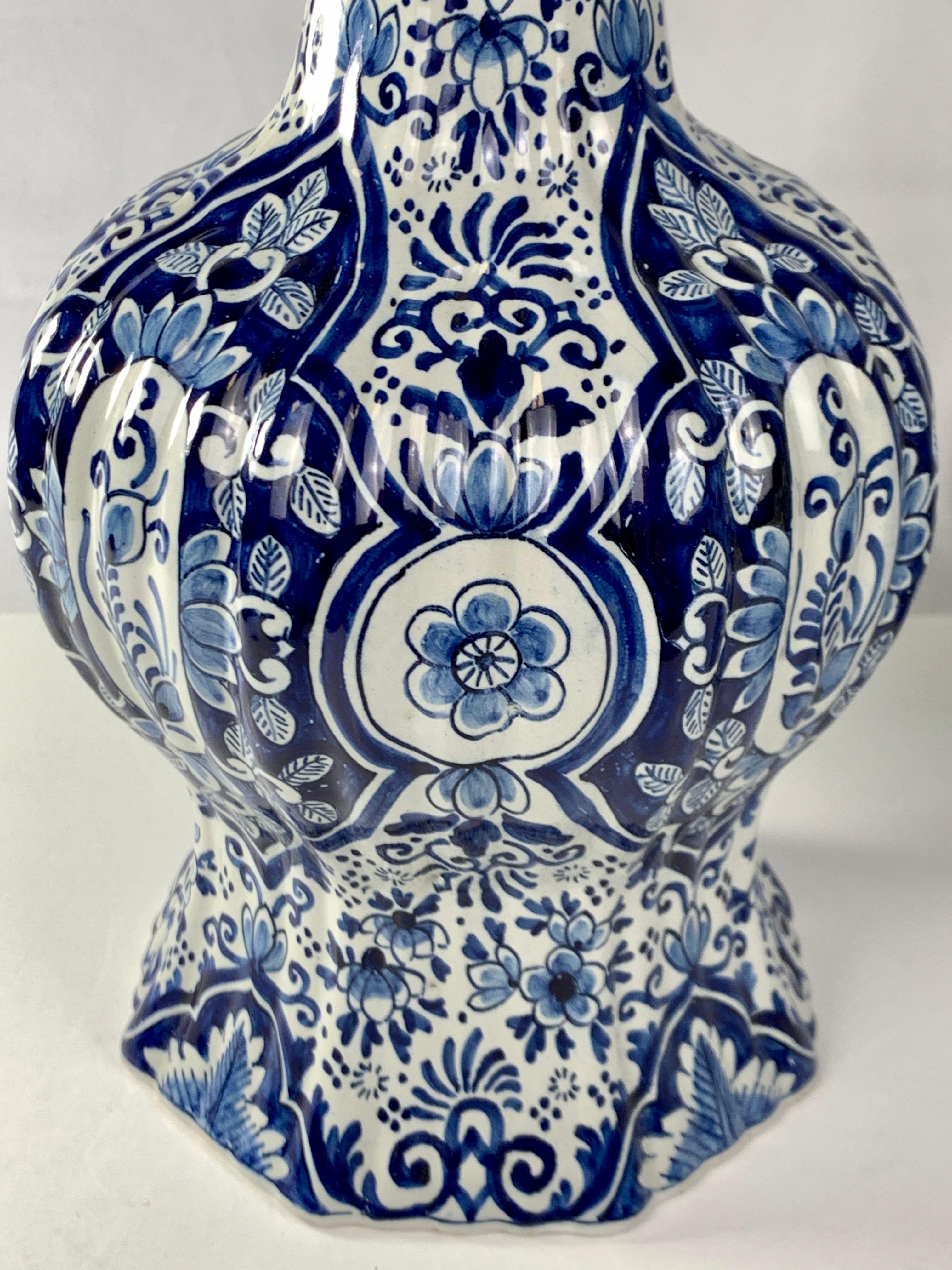 Pair of Blue and White Delft Vases In Excellent Condition In Katonah, NY