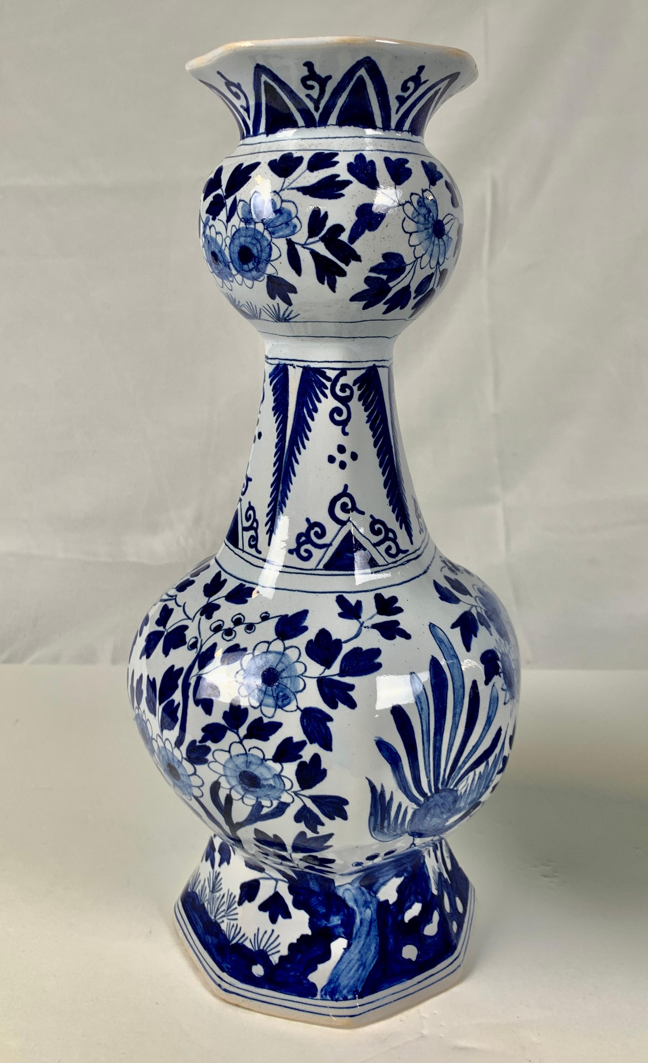 Pair of Blue and White Delft Vases In Excellent Condition In Katonah, NY