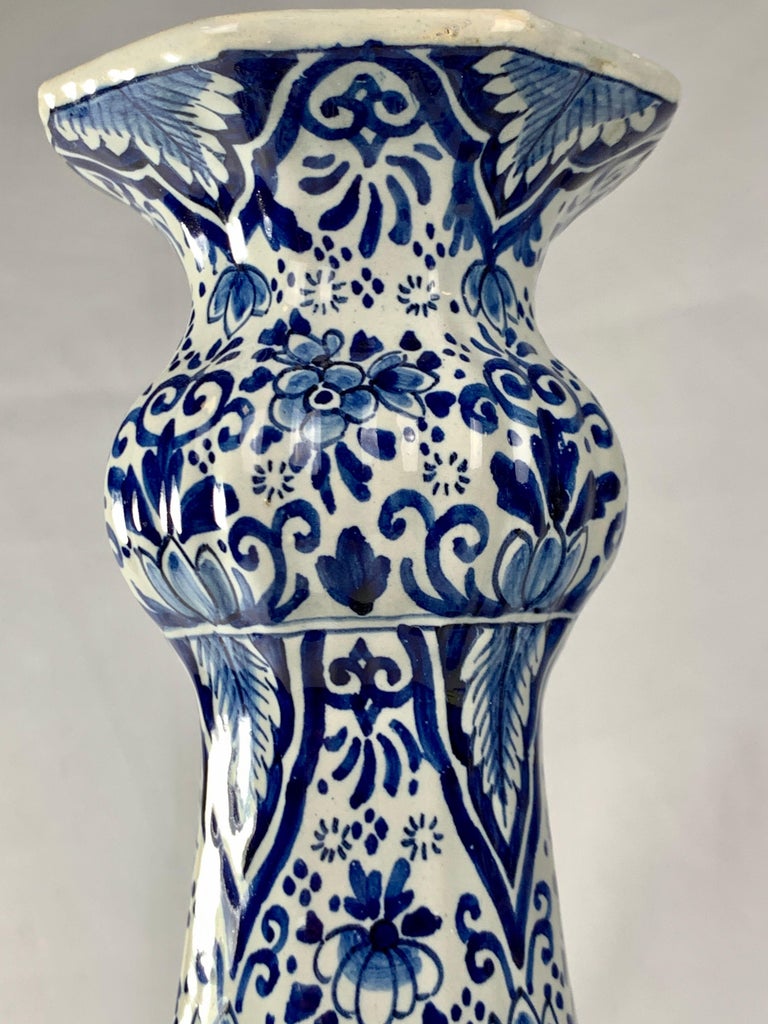 Pair of Blue and White Delft Vases For Sale 1