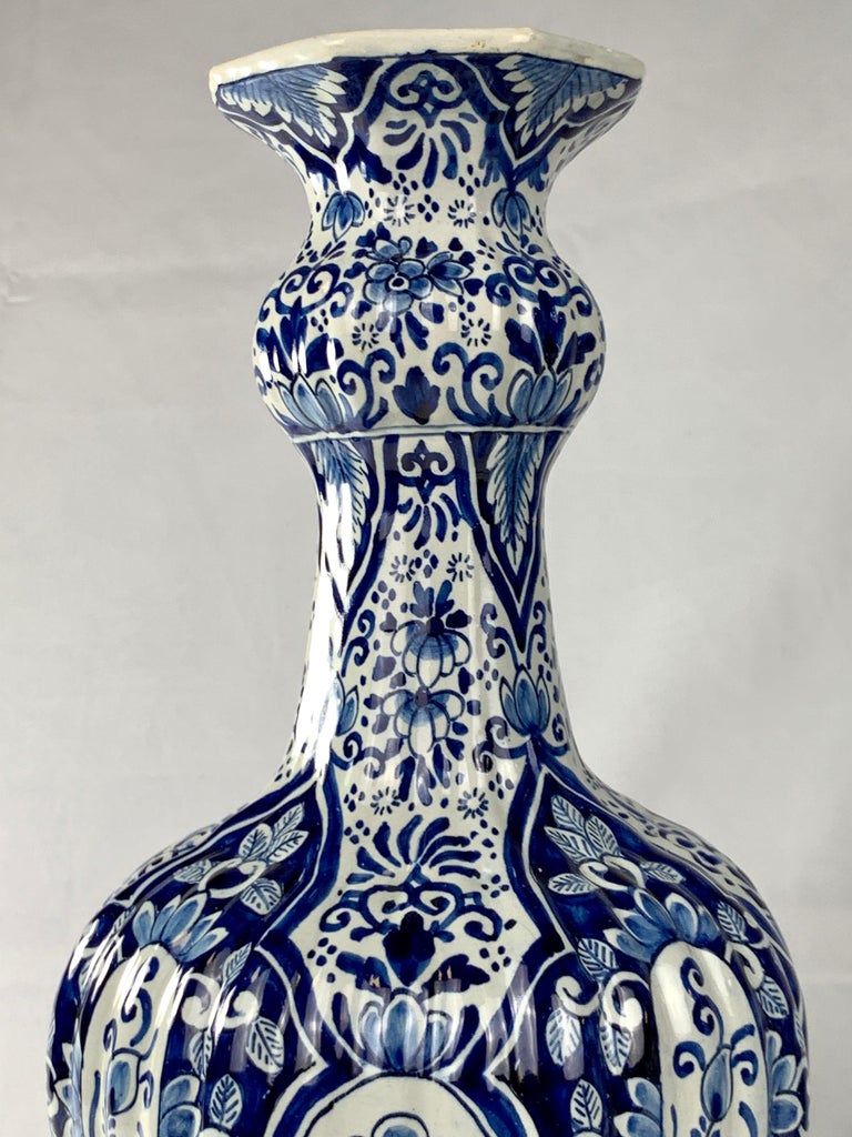 Pair of Blue and White Delft Vases For Sale 2