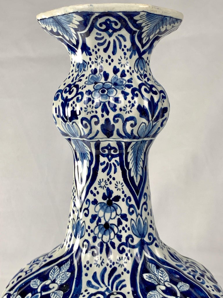 Pair of Blue and White Delft Vases For Sale 3