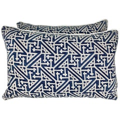 Pair of Blue and White Fortuny Pillows